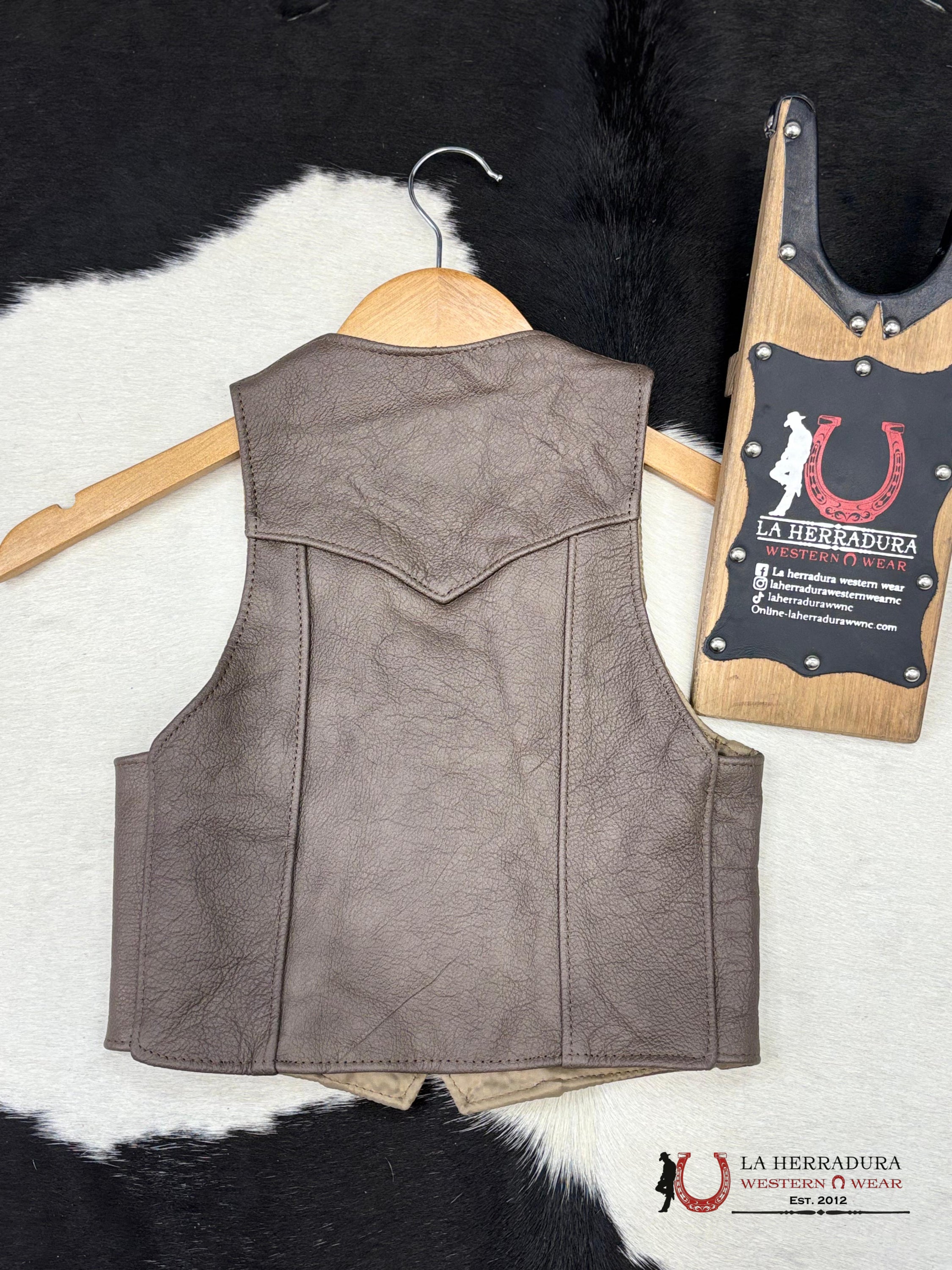 Bull Genuine Leather Kids Vest Brown Niños