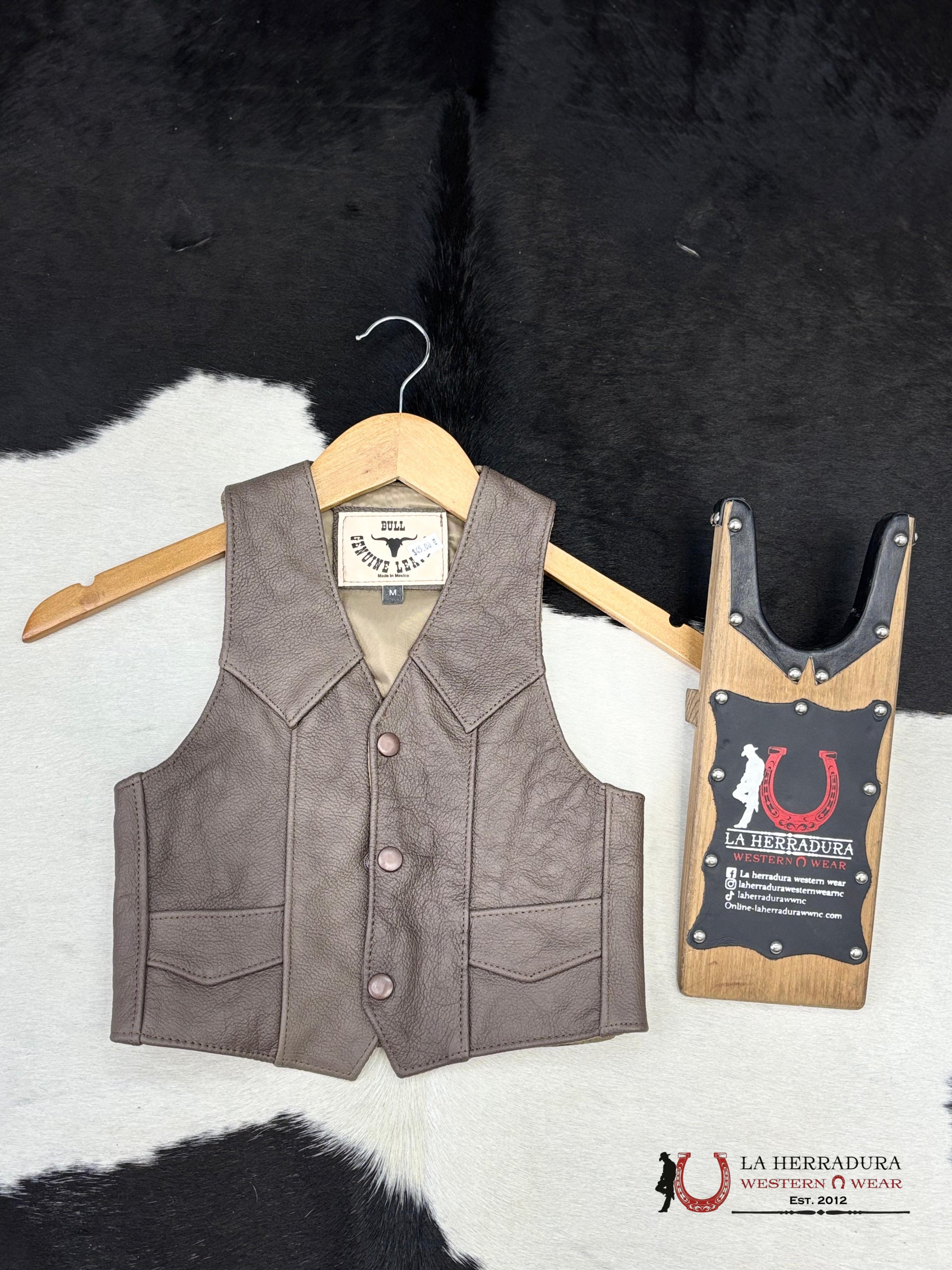 Bull Genuine Leather Kids Vest Brown Niños