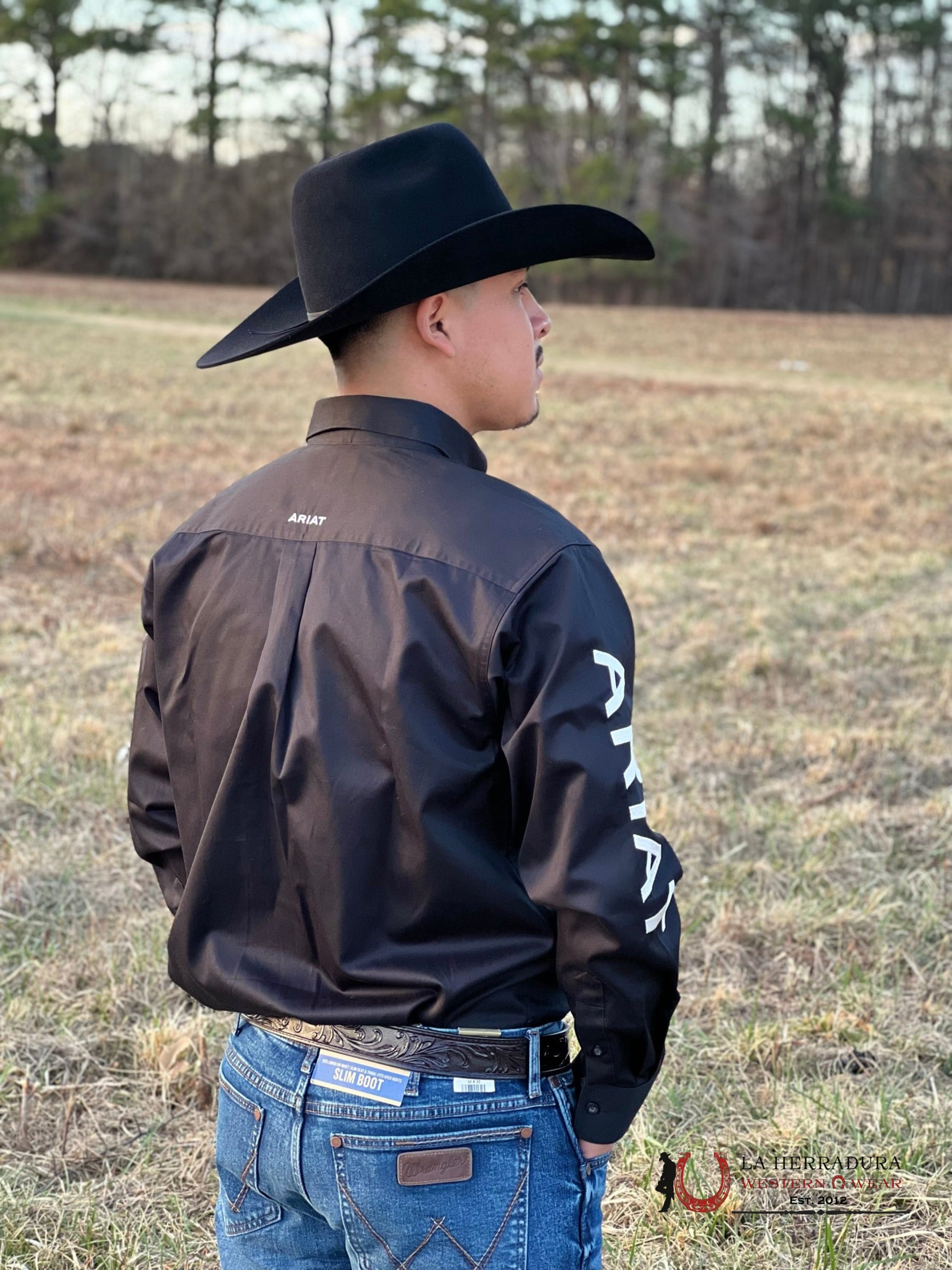 Camisa Ariat Classic Black / White Logo Ropa Hombres