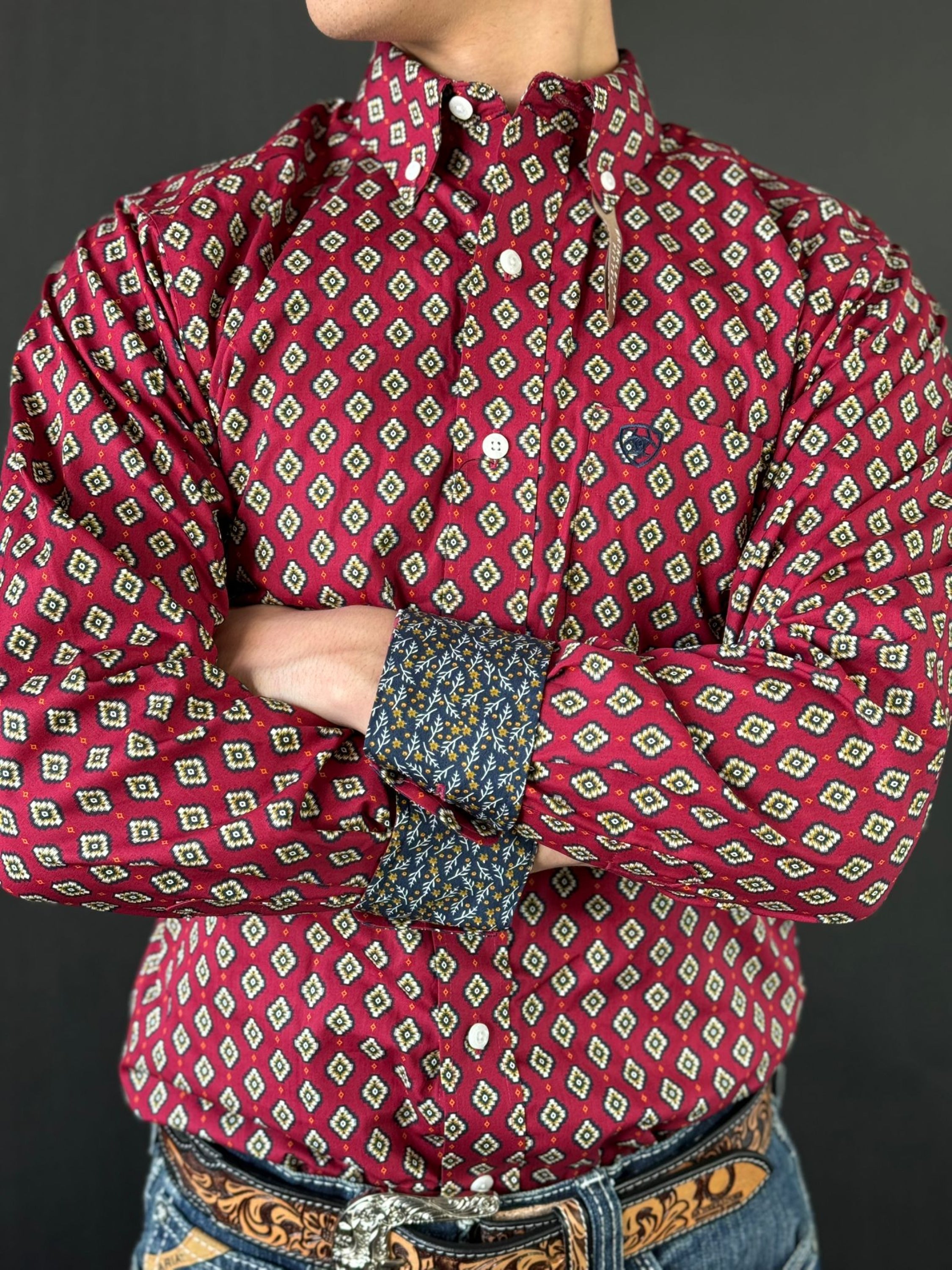 Camisa Ariat Fitted Kyler Biking Red Ropa Hombres