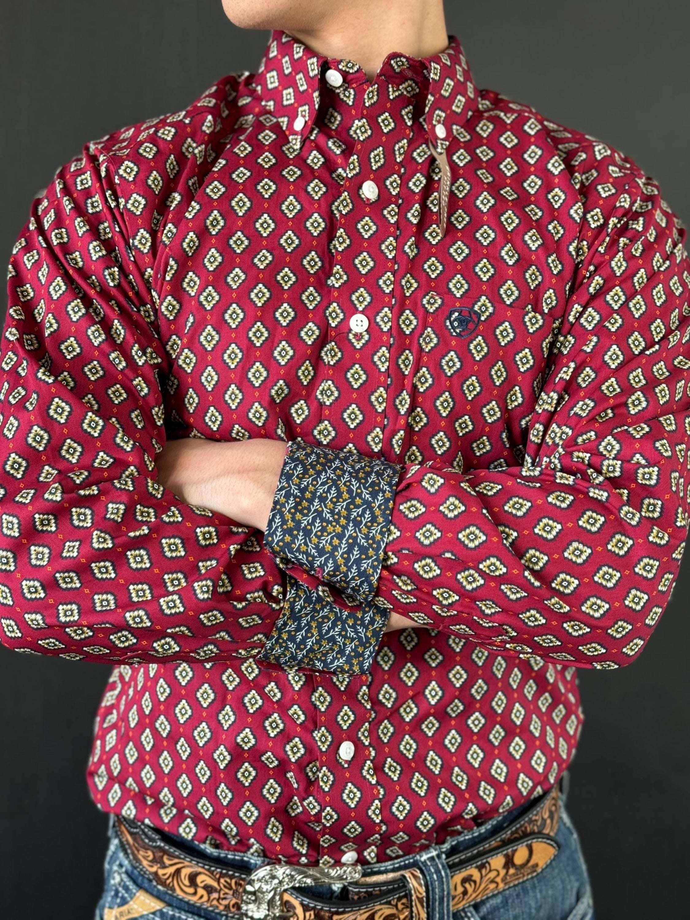 Camisa Ariat Fitted Kyler Biking Red Ropa Hombres