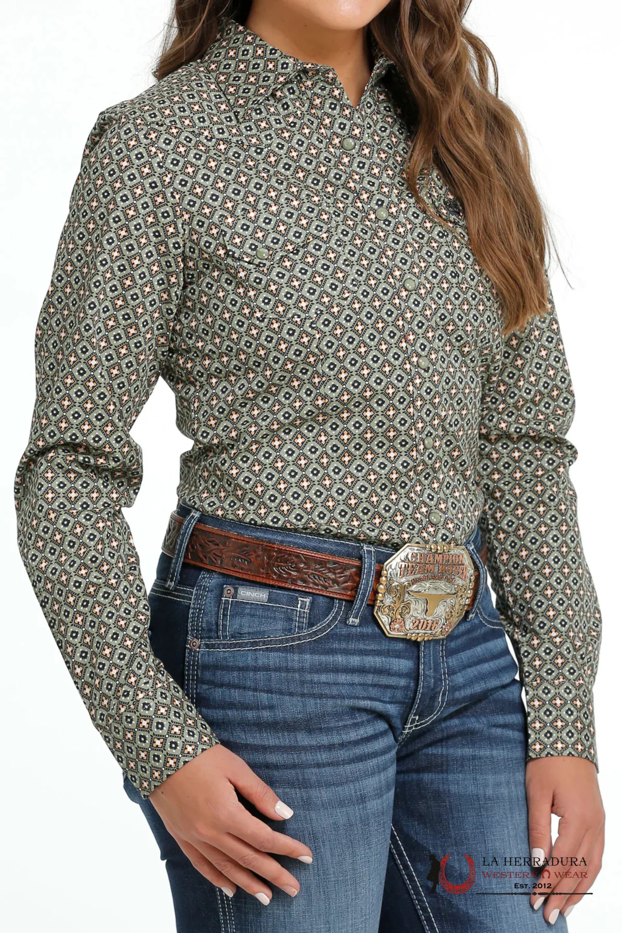 Camisa Para Mujeres Cinch Olive Snap Down Western Shirt Ropa