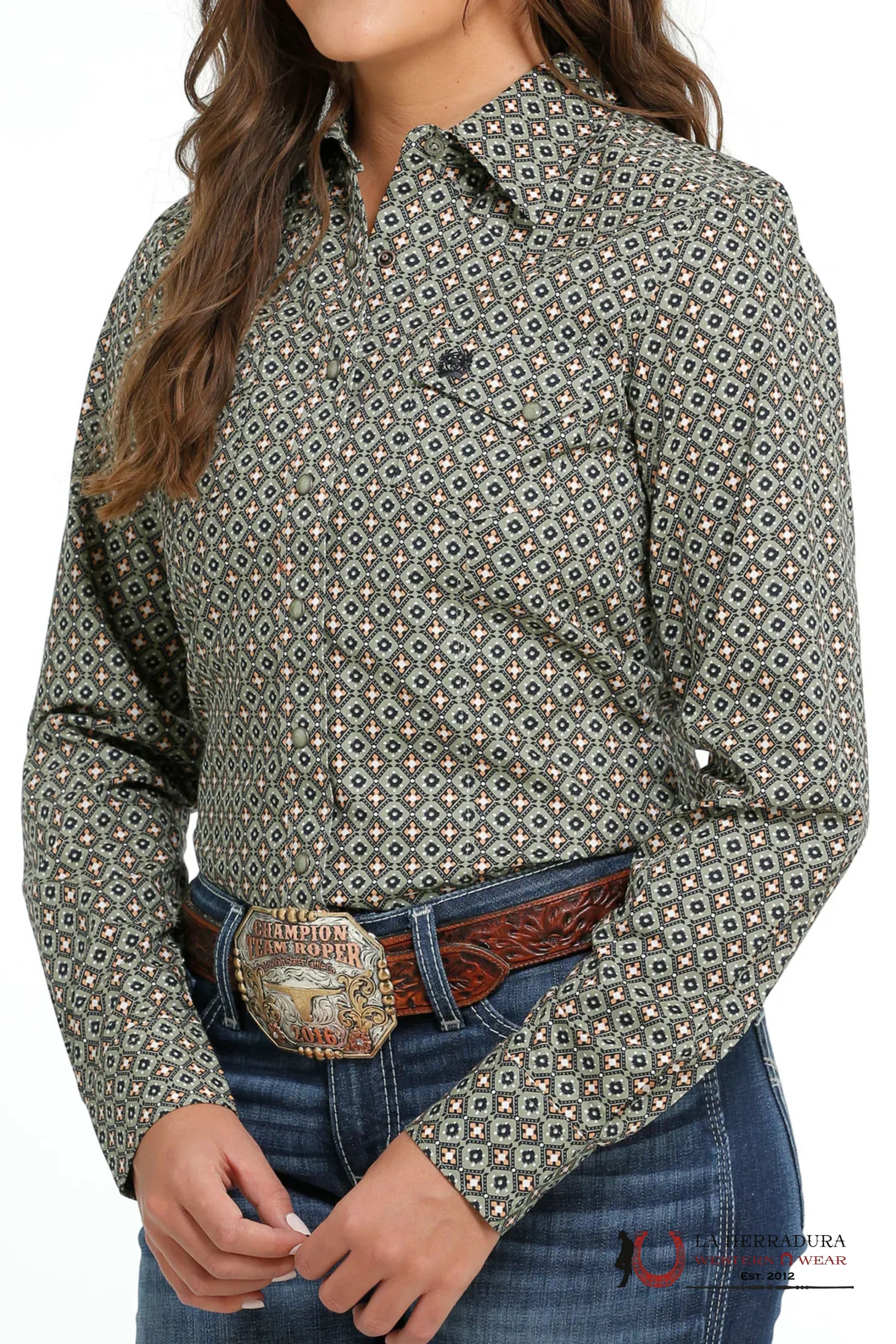 Camisa Para Mujeres Cinch Olive Snap Down Western Shirt Ropa
