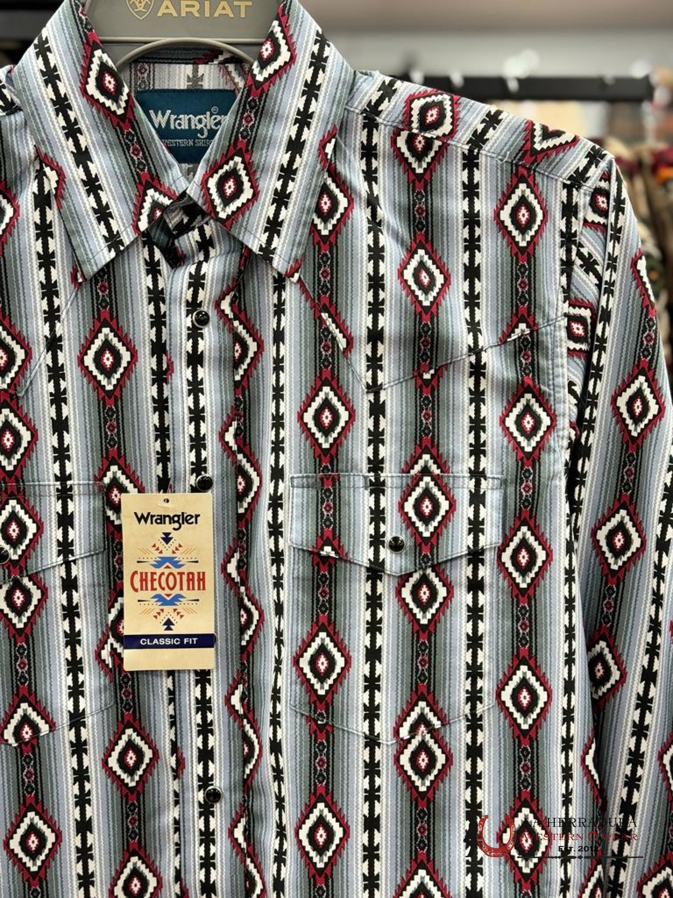 Camisa Wrangler Aztec Grey Long Sleeve Ropa Hombres