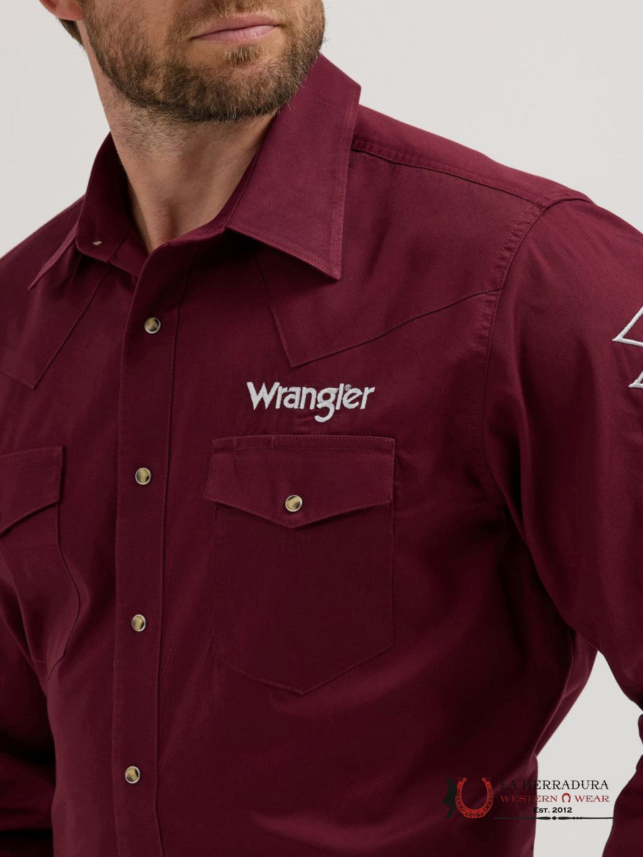 CAMISA WRANGLER BURGUNDY SOLID TEAM WHITE 5405 ROPA HOMBRES