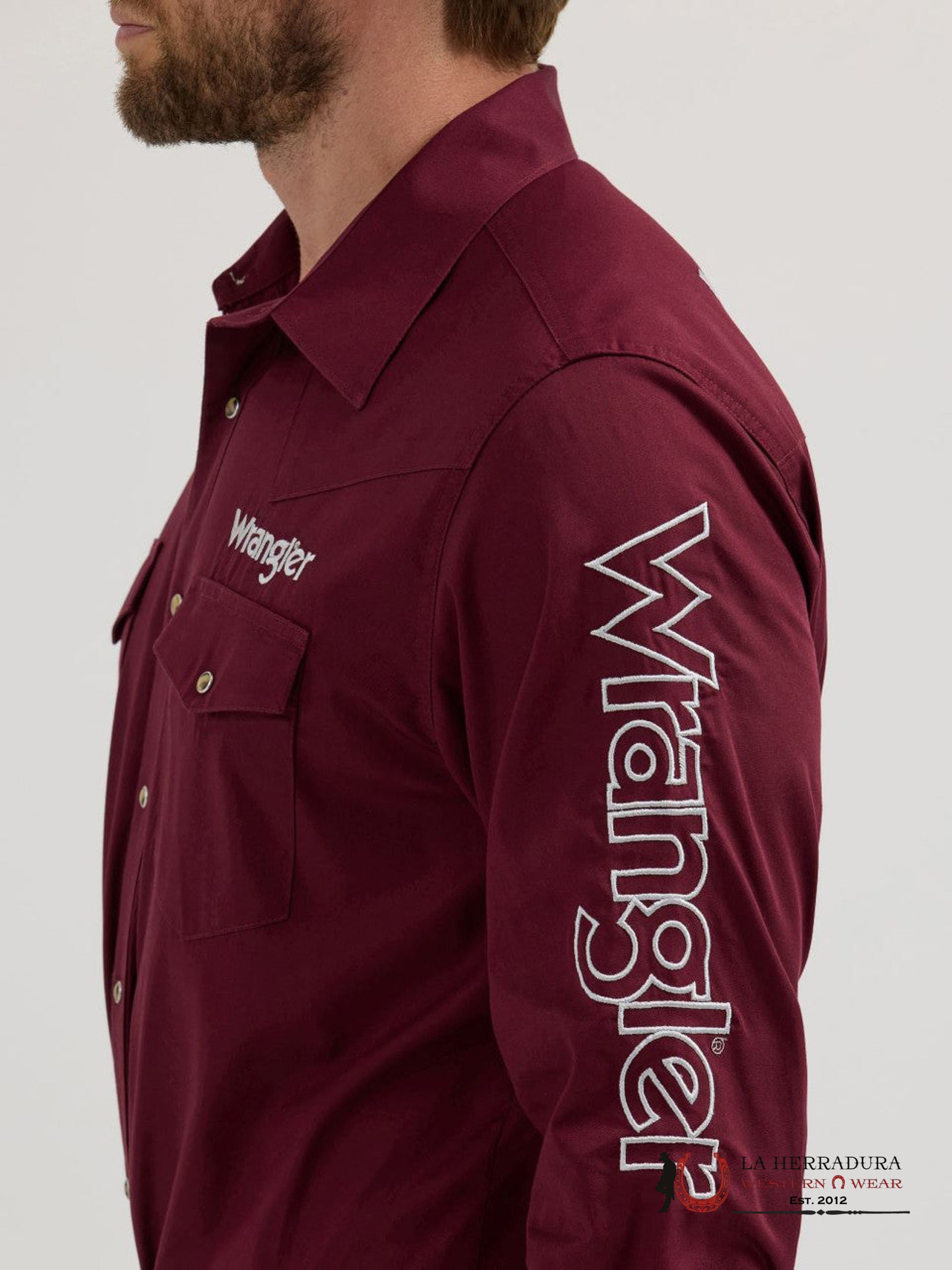 CAMISA WRANGLER BURGUNDY SOLID TEAM WHITE 5405 ROPA HOMBRES