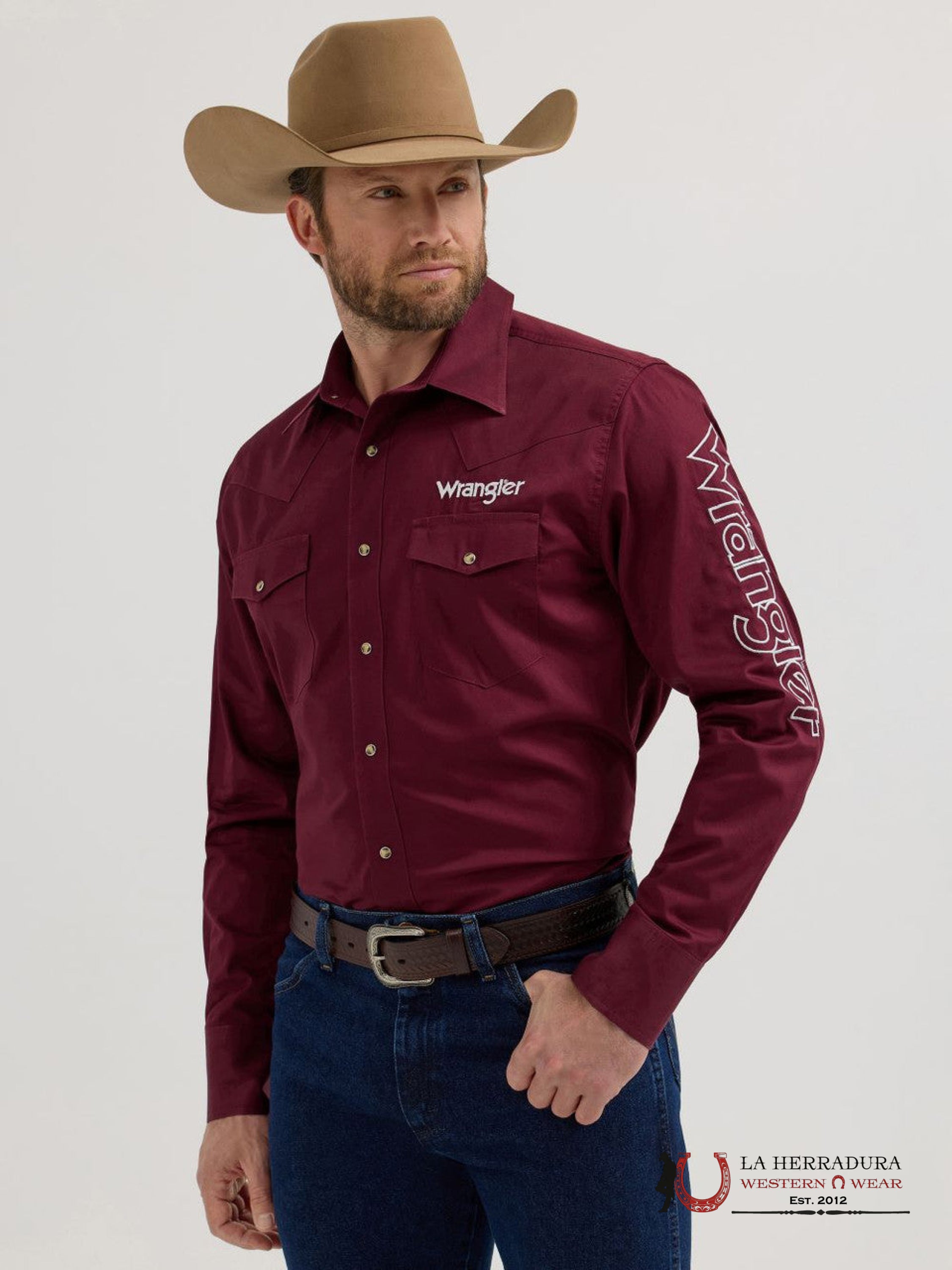 CAMISA WRANGLER BURGUNDY SOLID TEAM WHITE 5405 ROPA HOMBRES