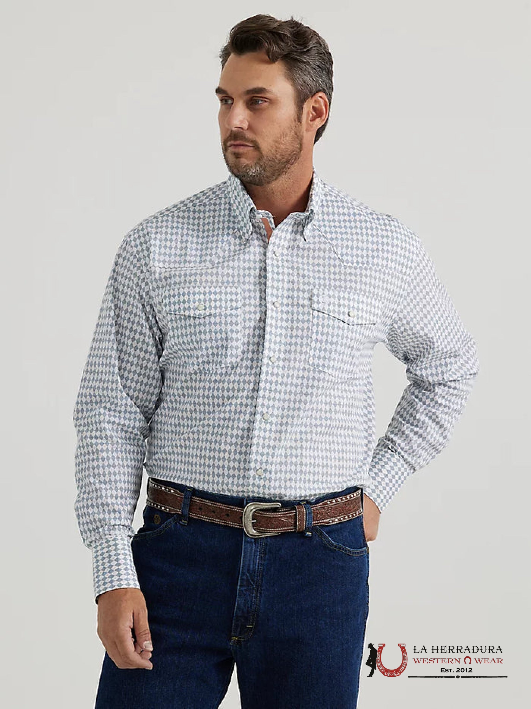 CAMISA WRANGLER DIAMOND BM SOOT GEORGE STRAIT COLLECTION 4892 ROPA HOMBRES