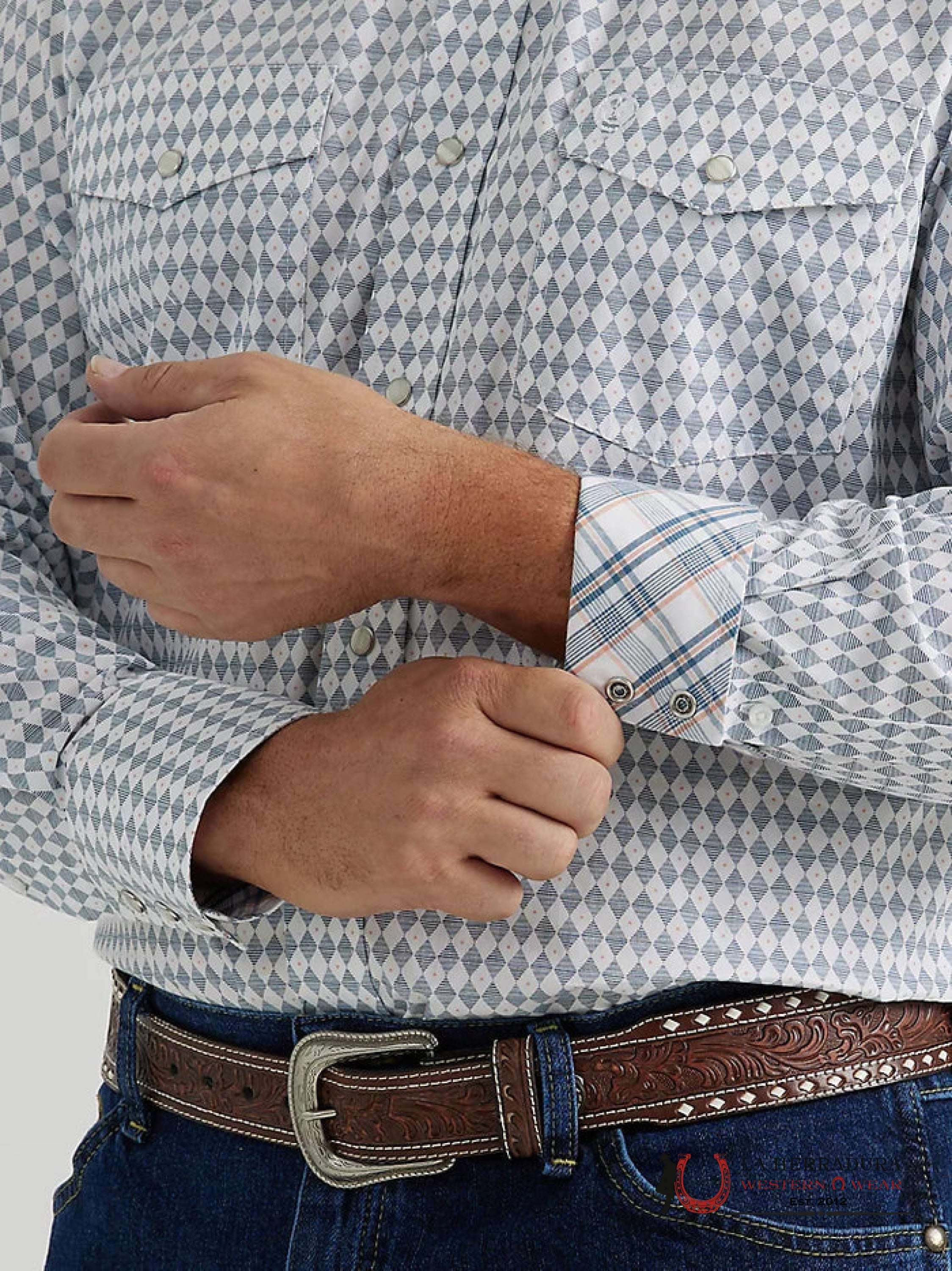CAMISA WRANGLER DIAMOND BM SOOT GEORGE STRAIT COLLECTION 4892 ROPA HOMBRES