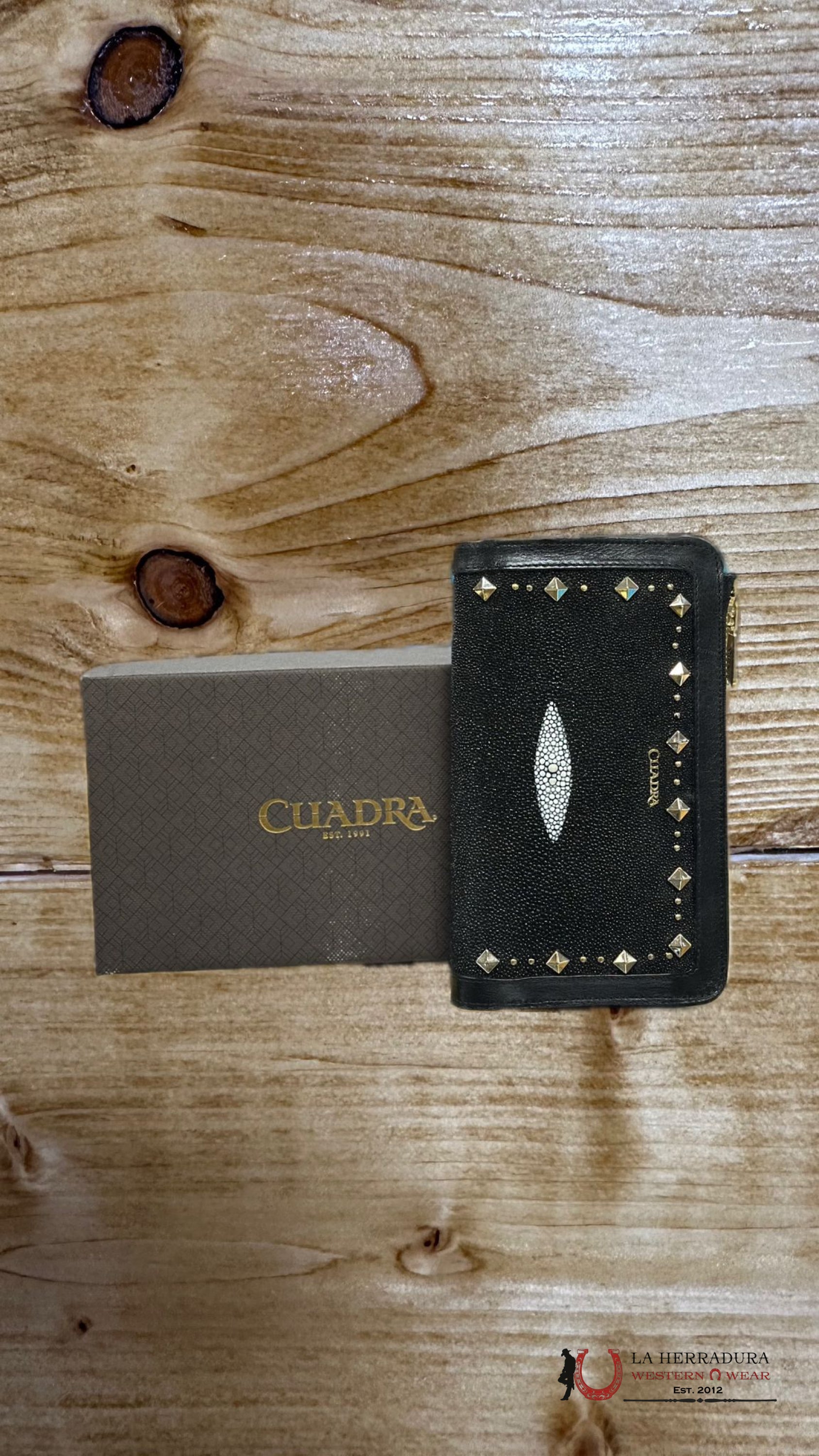 Cartera Cuadra Womens Mantarraya Negro Wallet Ropa Mujeres