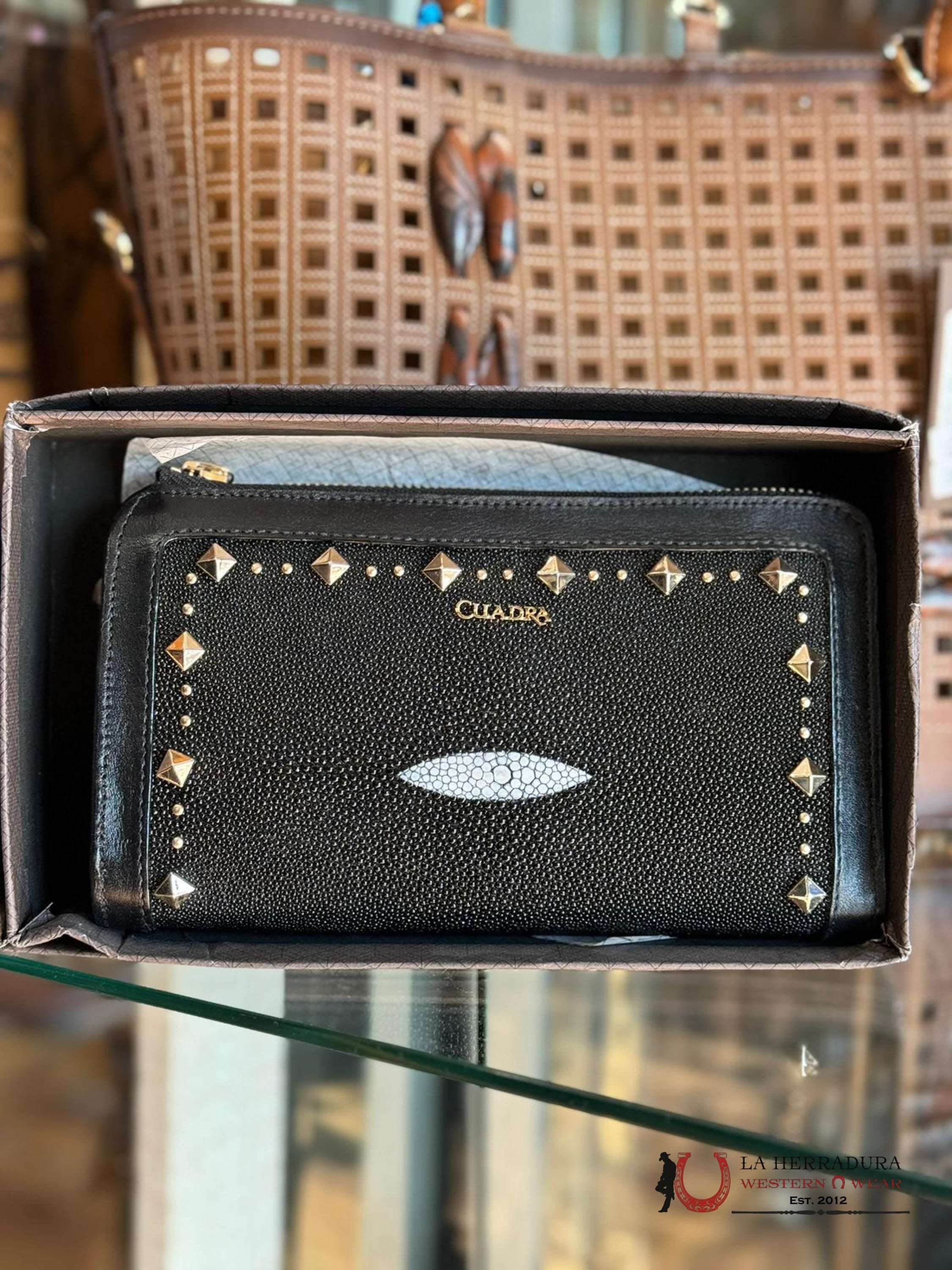 Cartera Cuadra Womens Mantarraya Negro Wallet Ropa Mujeres