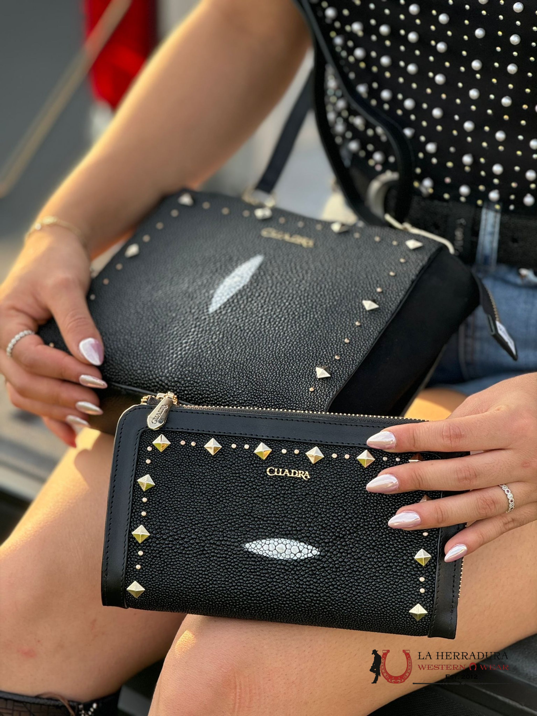 Cartera Cuadra Womens Mantarraya Negro Wallet Ropa Mujeres