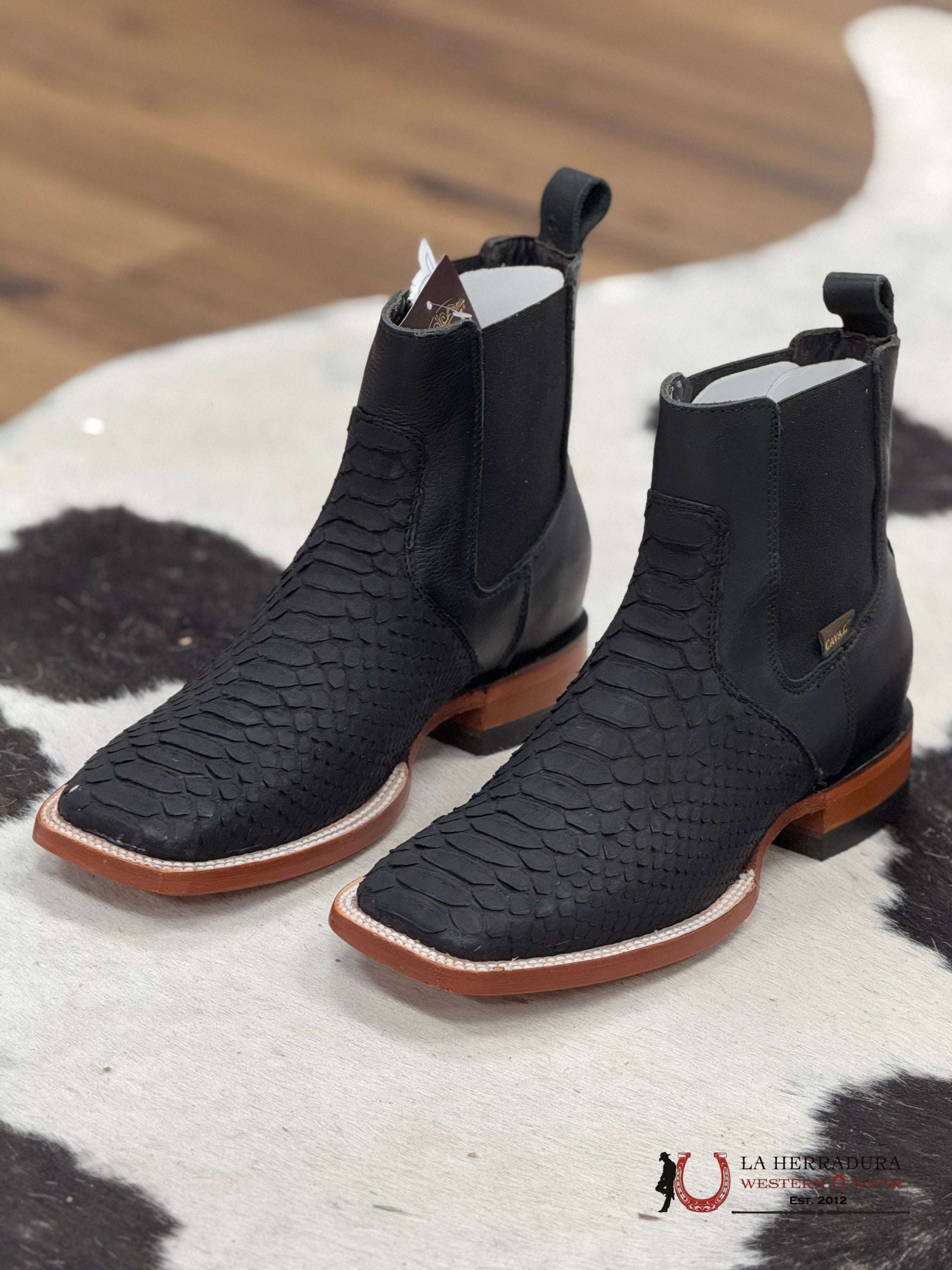 Caval Short Boot Exotic Python Black Botas Hombres