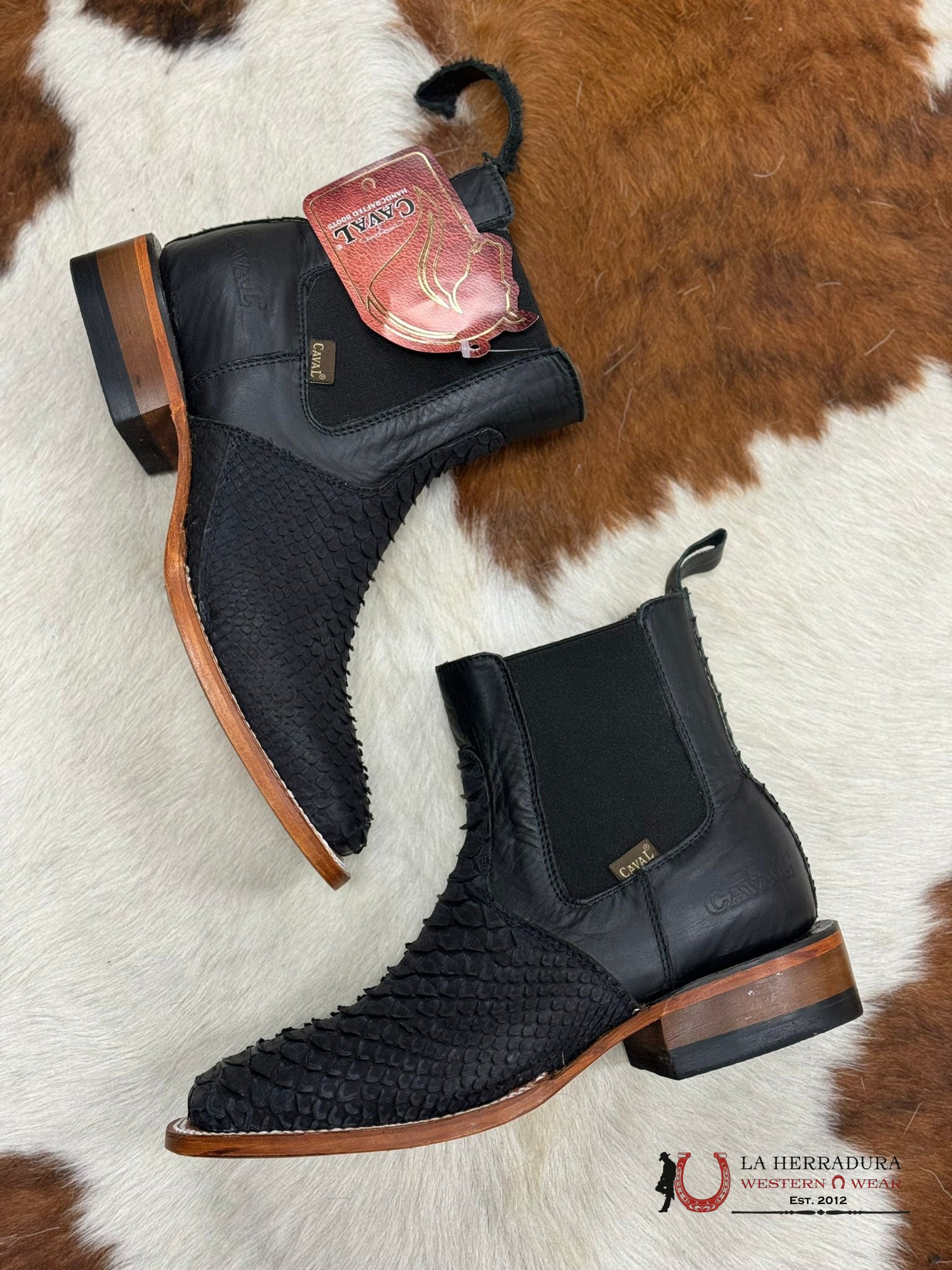 Caval Short Boot Exotic Python Black Botas Hombres