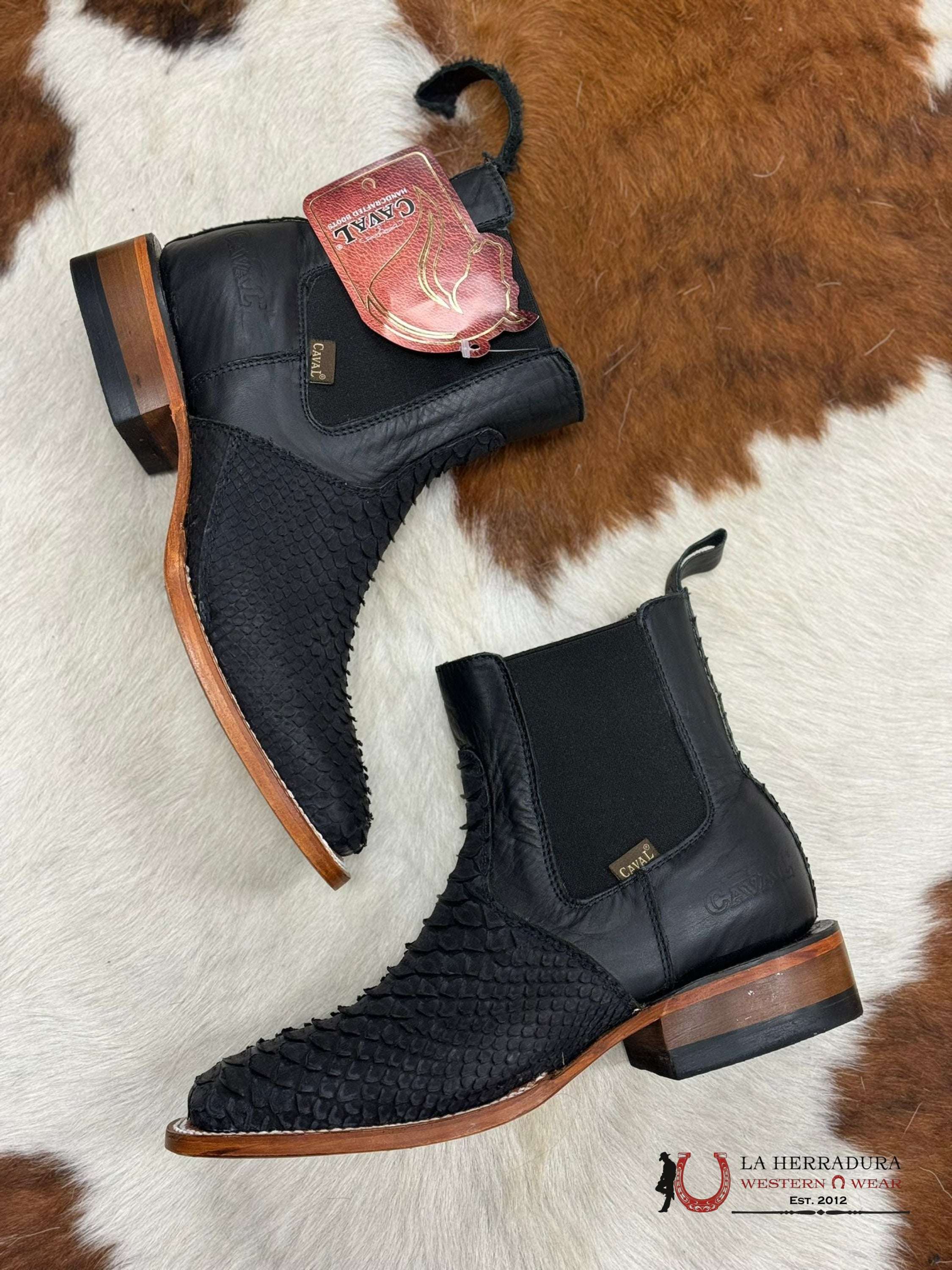 Caval Short Boot Exotic Python Black Botas Hombres