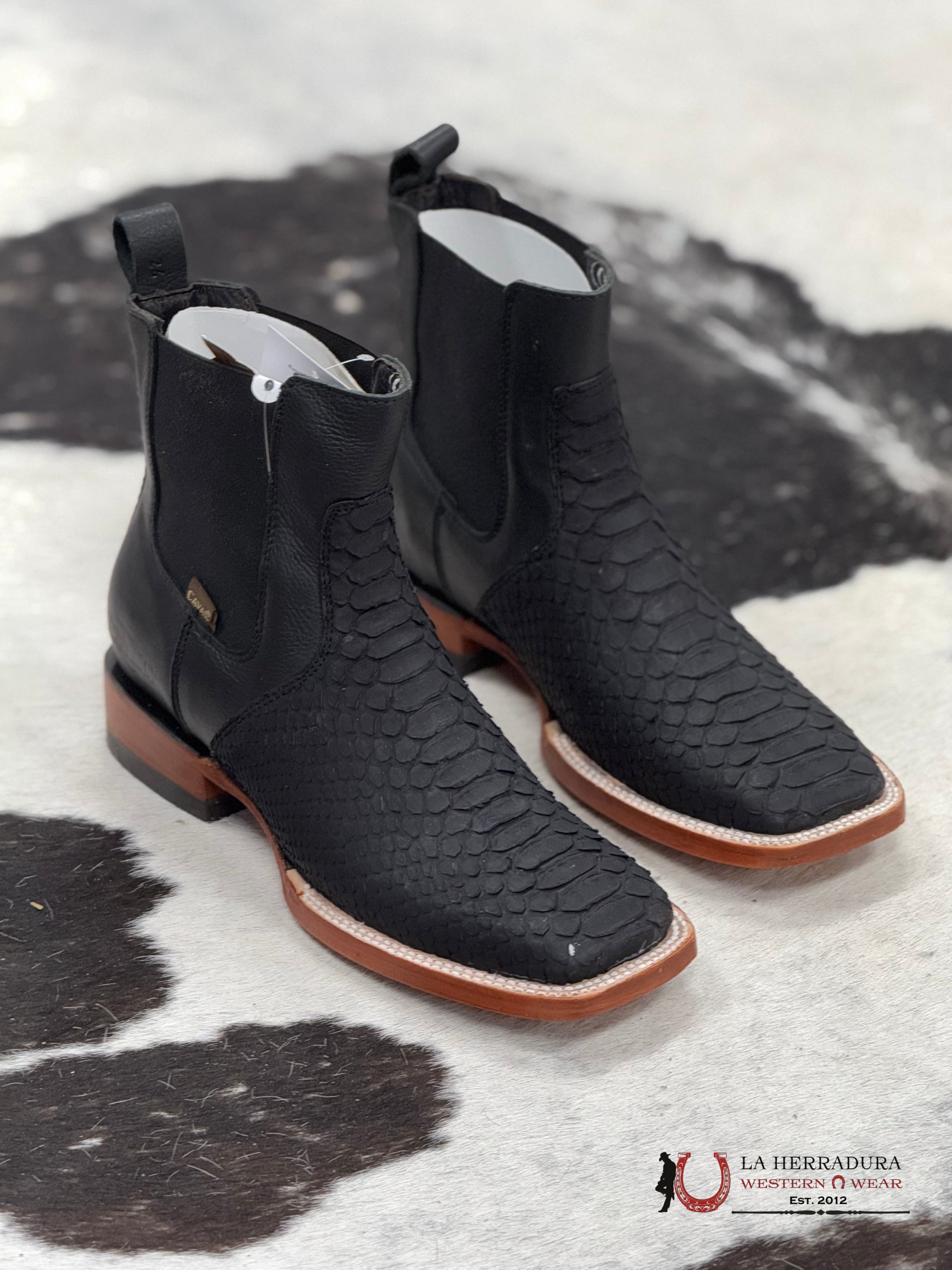 Caval Short Boot Exotic Python Black Botas Hombres