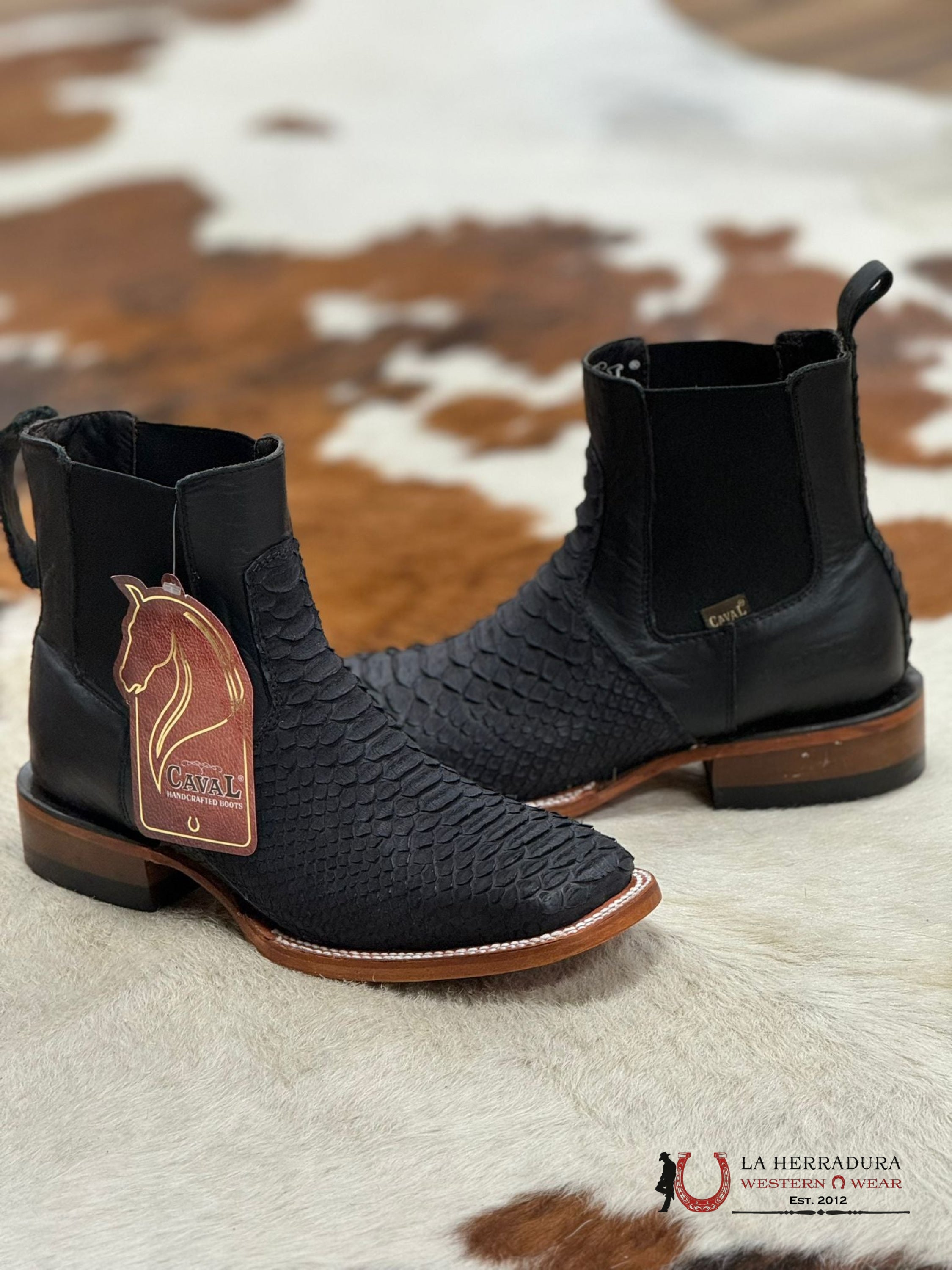 Caval Short Boot Exotic Python Black Botas Hombres