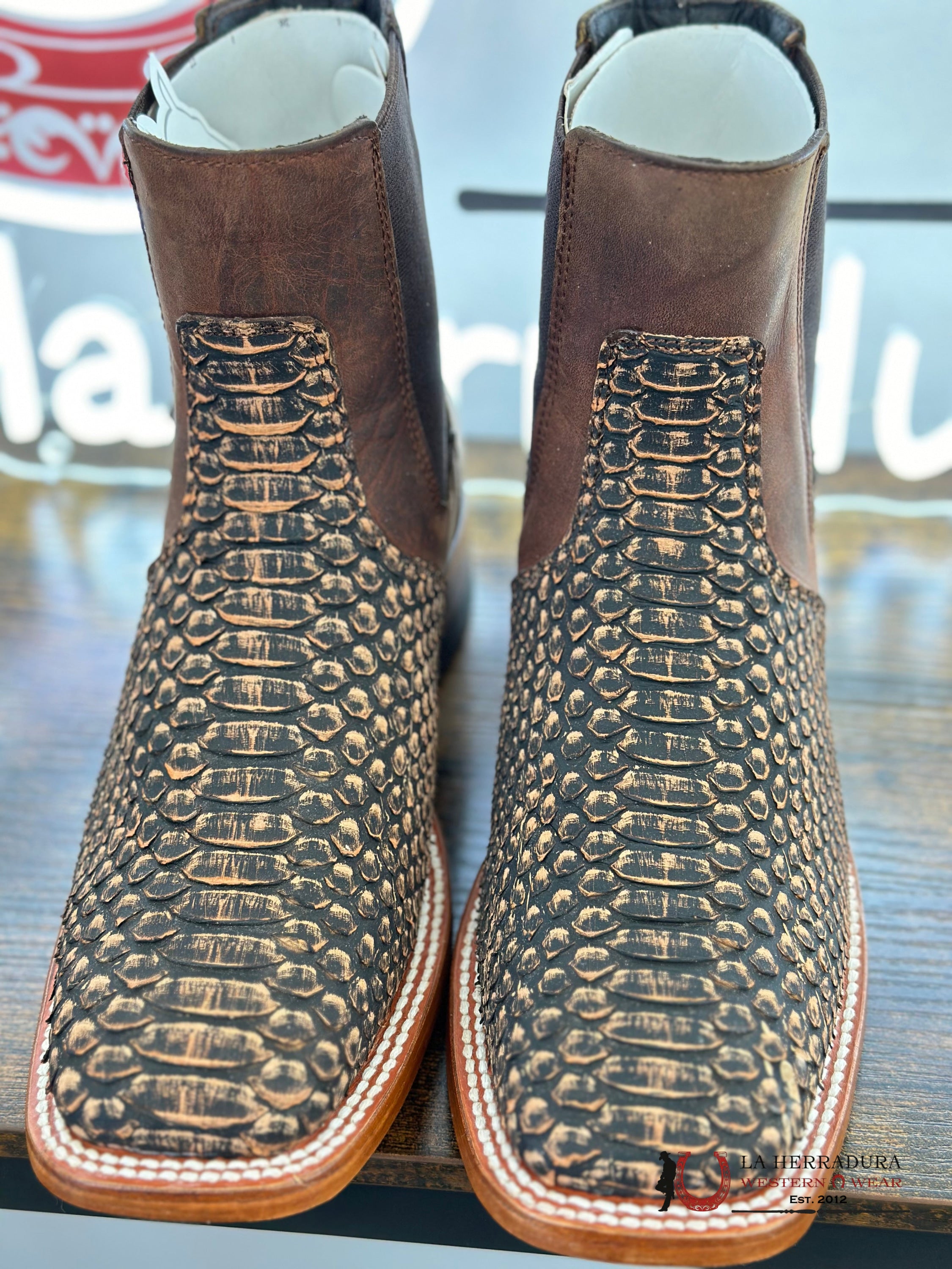 Caval Short Boot Piton Cogñac Botas Hombres