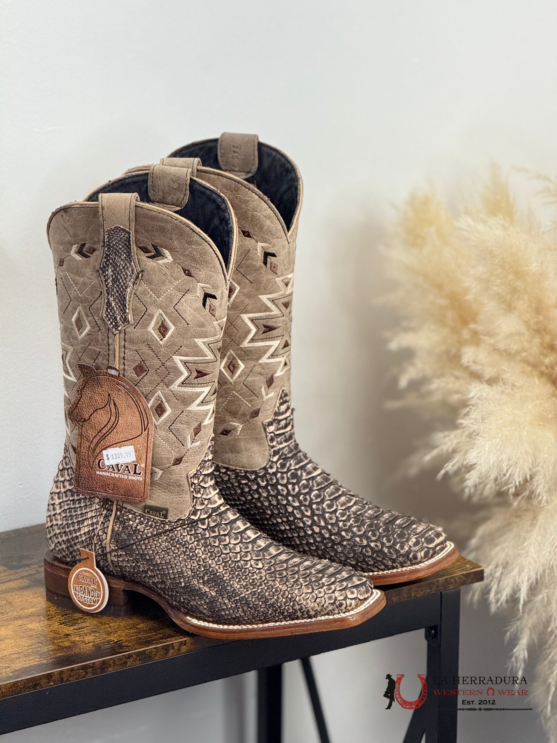 CAVAL EXOTIC TX ARENA PYTHON SQ. TOE BOOT BOTAS HOMBRES