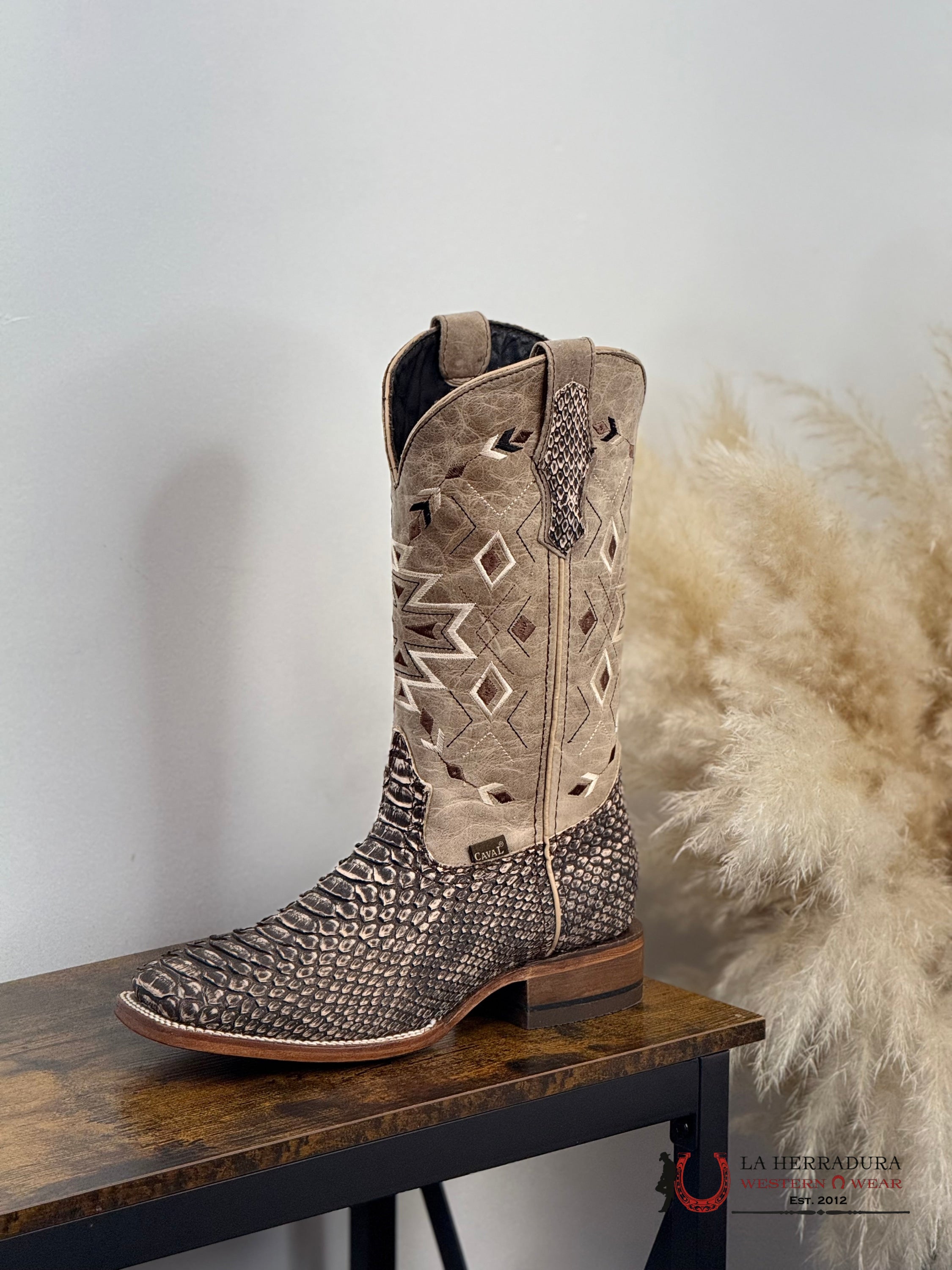 CAVAL EXOTIC TX ARENA PYTHON SQ. TOE BOOT BOTAS HOMBRES
