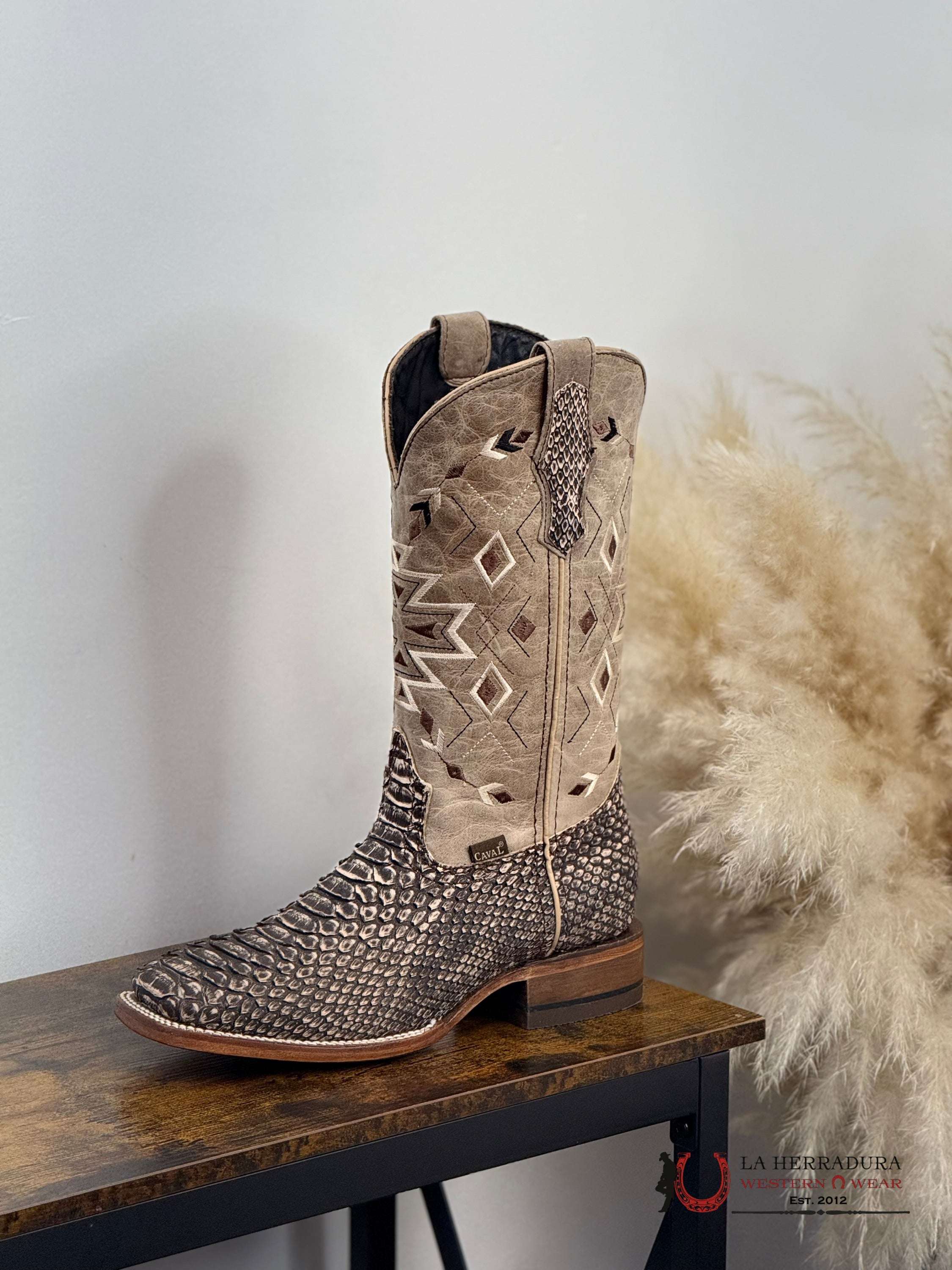 CAVAL EXOTIC TX ARENA PYTHON SQ. TOE BOOT BOTAS HOMBRES
