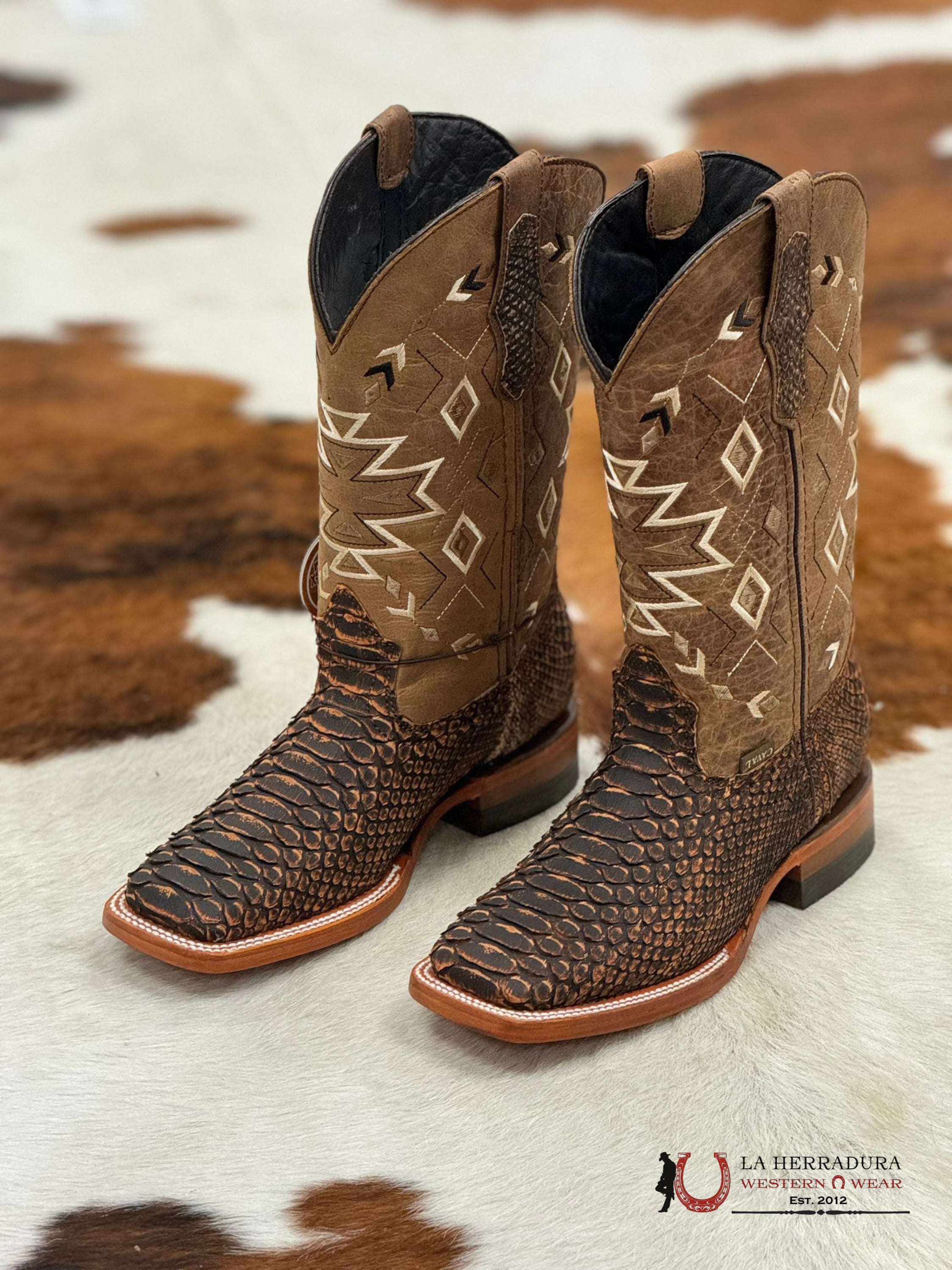 Caval Python Nobuck Cognac Boots Botas Hombres