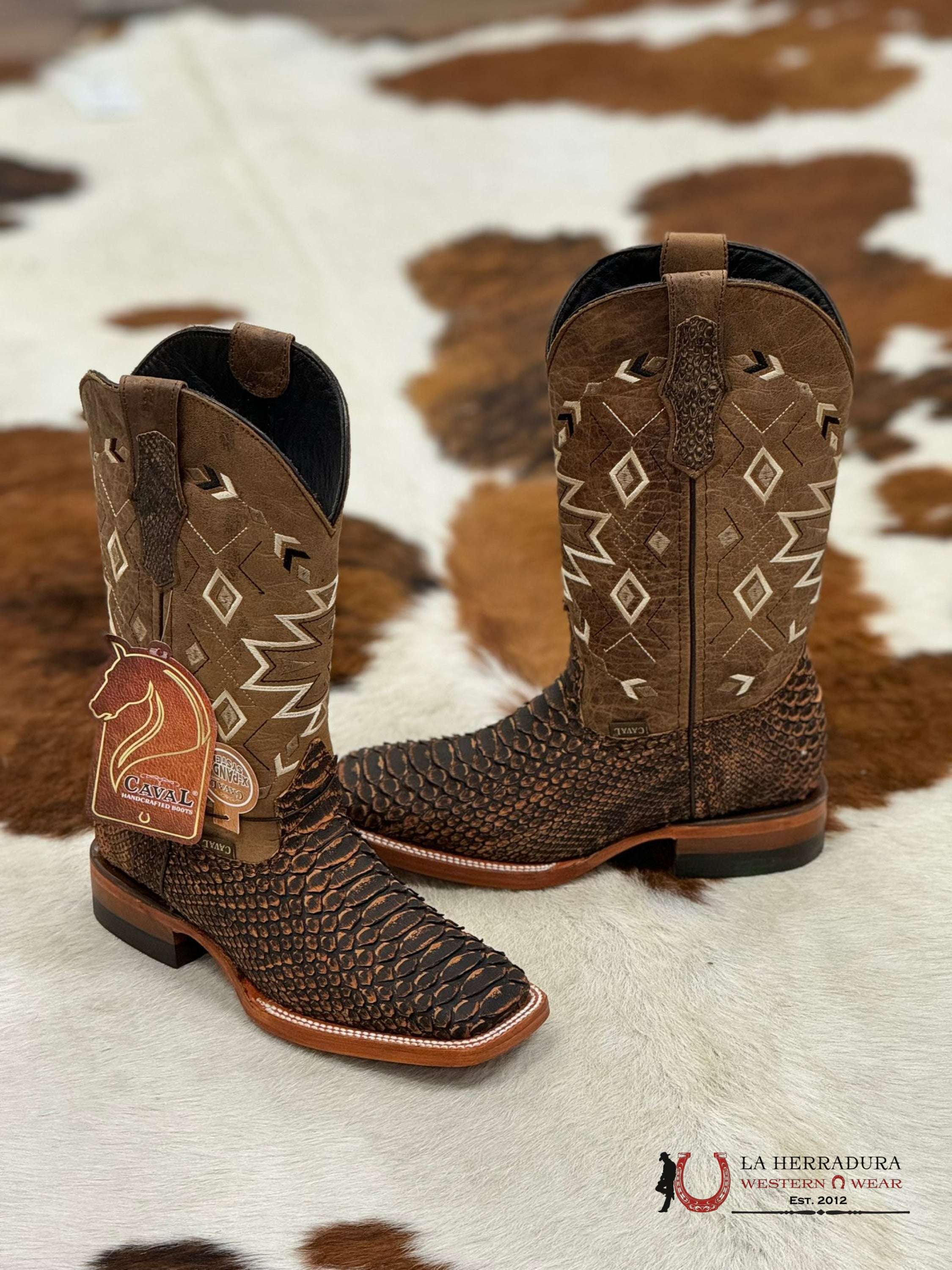 Caval Python Nobuck Cognac Boots Botas Hombres