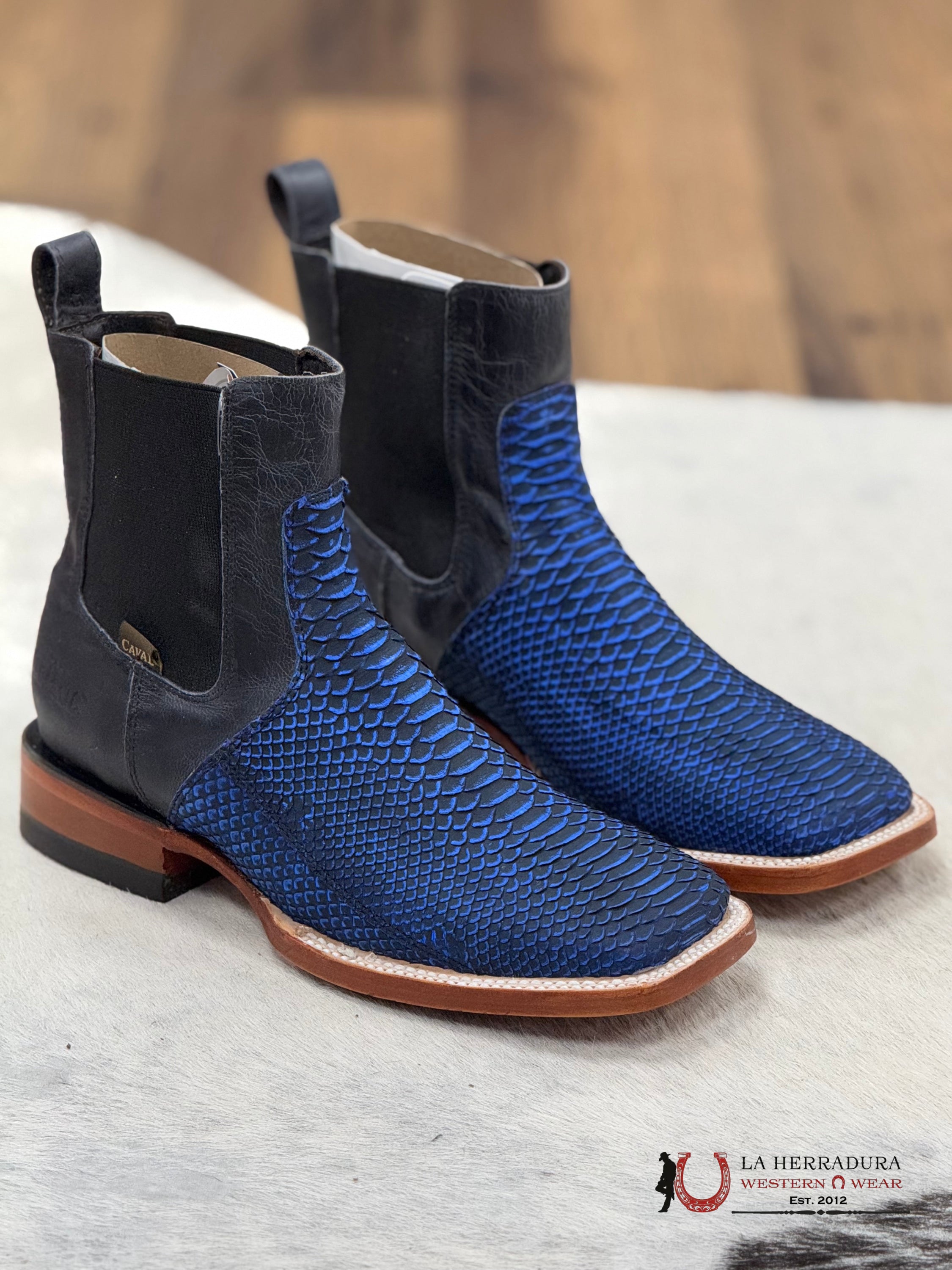 Caval Short Boot Exotic Python Azul Botas Hombres