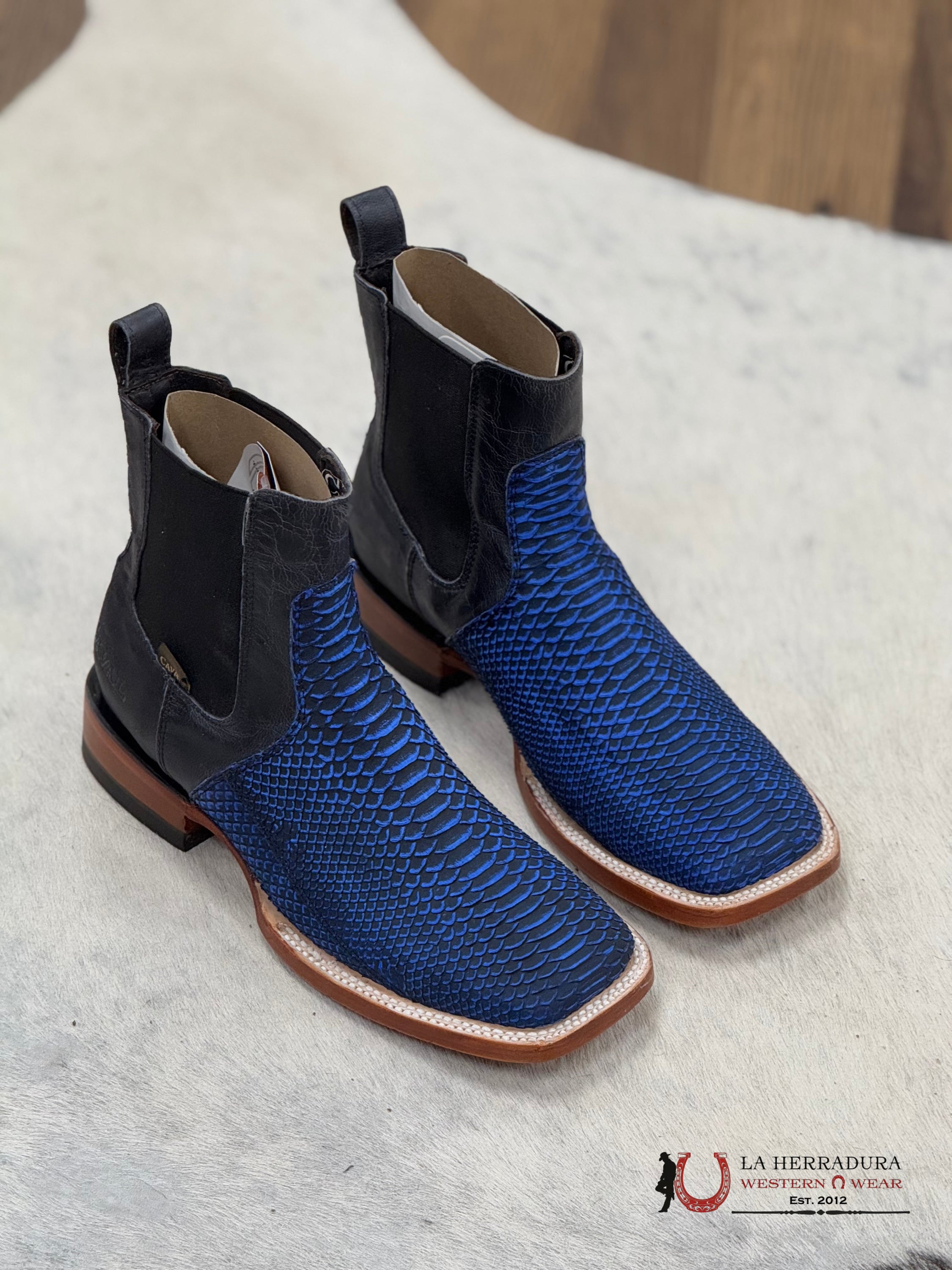 Caval Short Boot Exotic Python Azul Botas Hombres