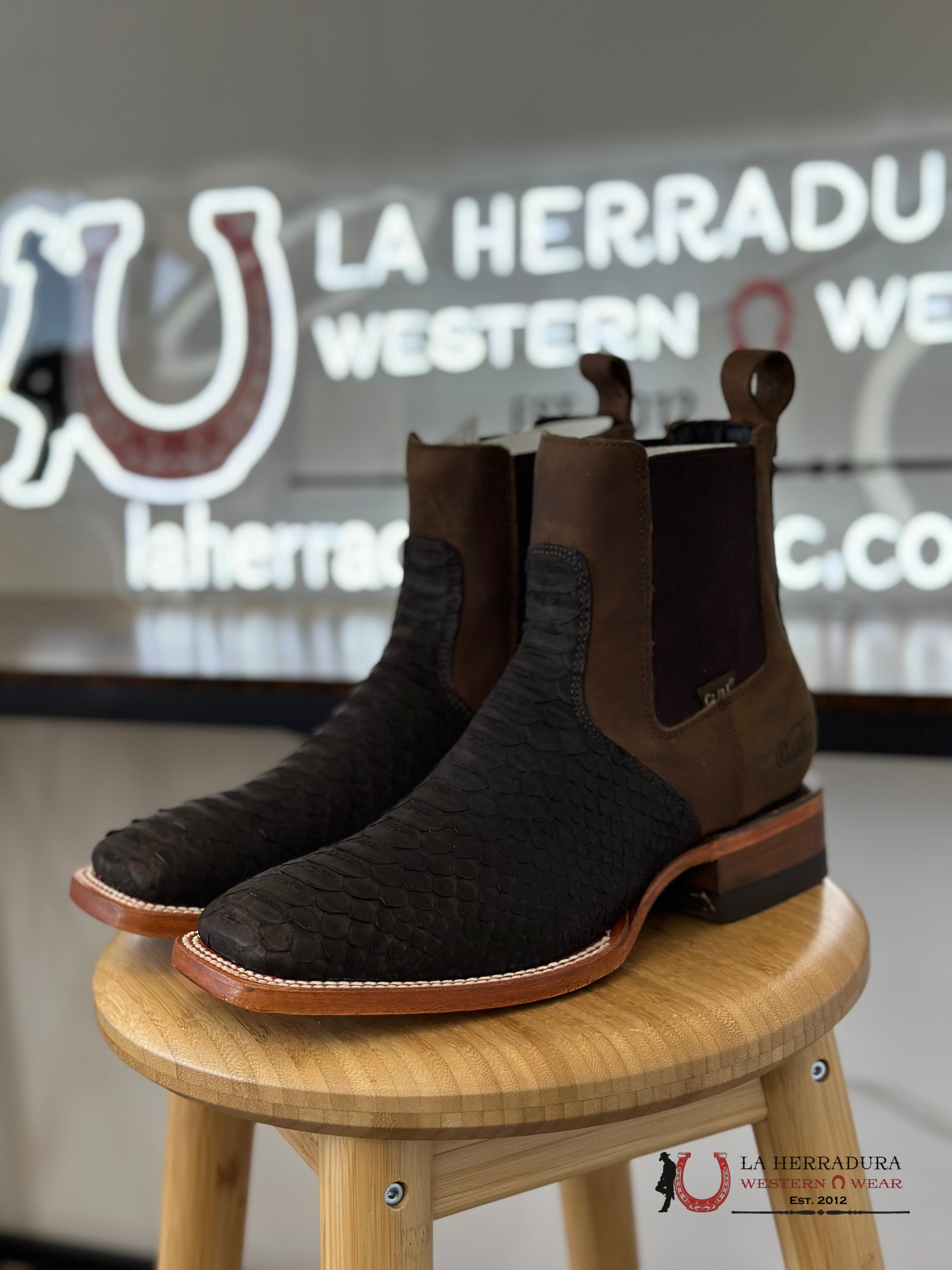 Caval Short Boot Piton Nobuck Brown Crazy Horse Botas Hombres