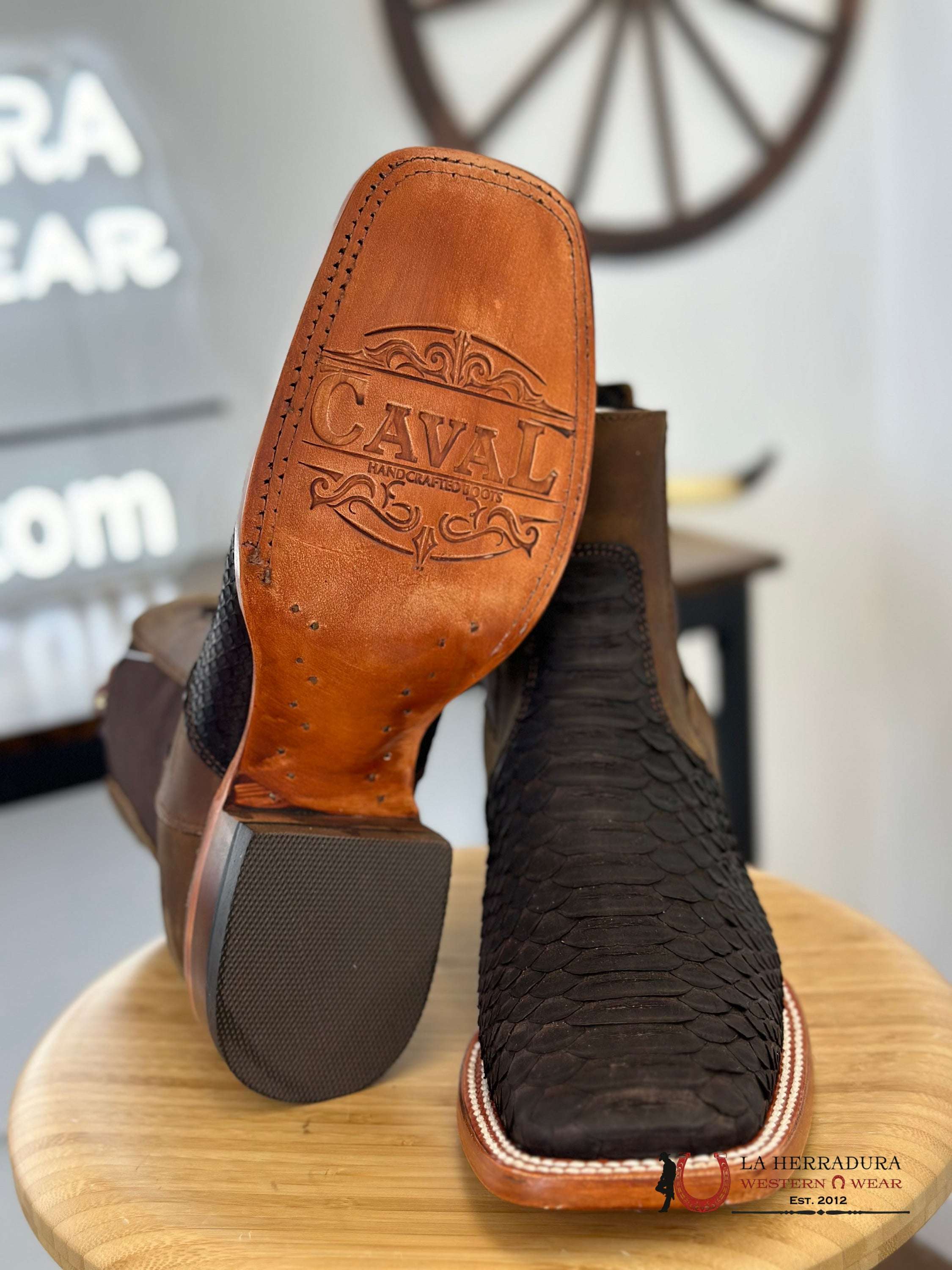 Caval Short Boot Piton Nobuck Brown Crazy Horse Botas Hombres