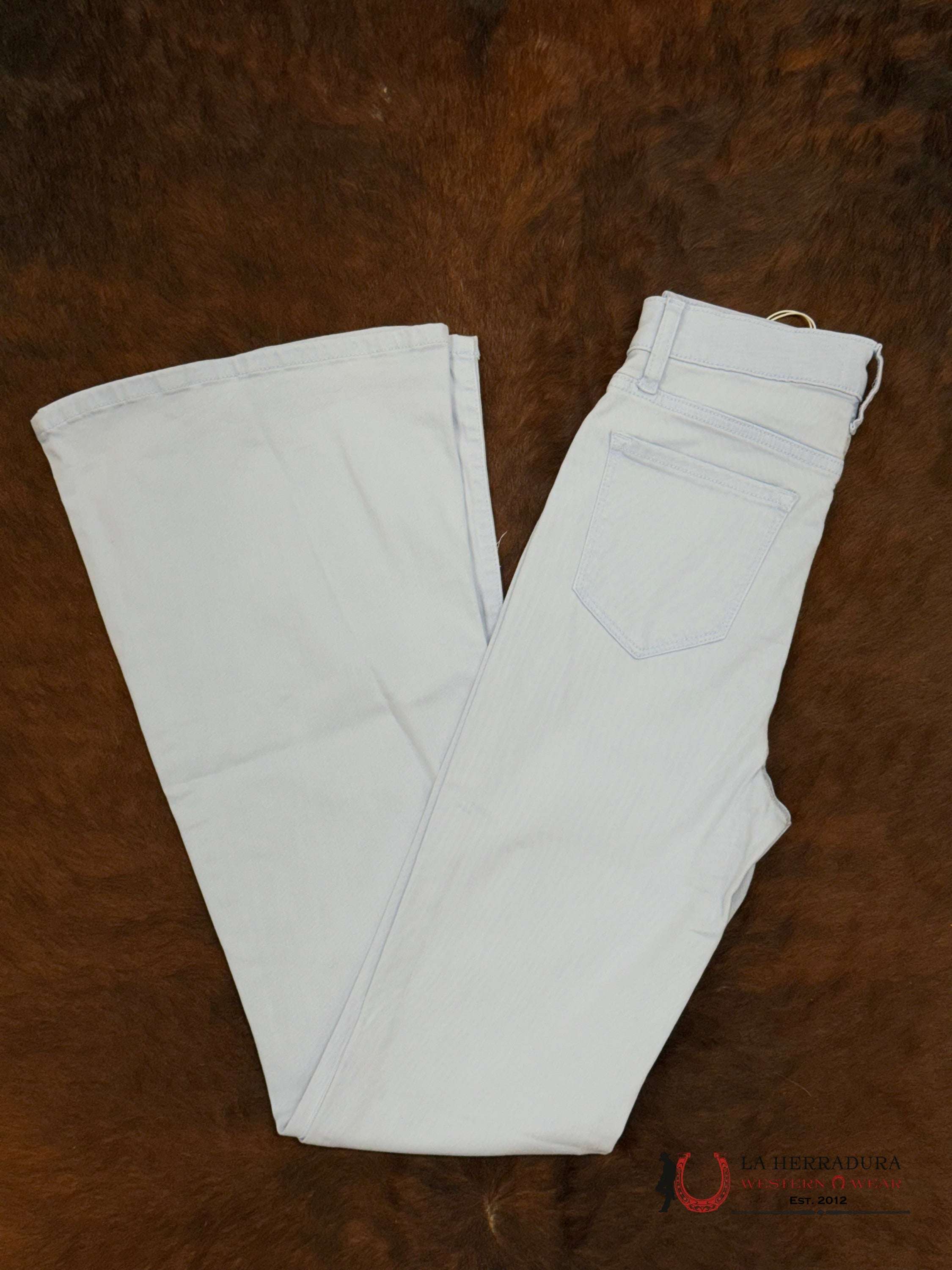 CELLO BABY BLUE HIGH RISE FLARE JEAN ROCK&ROLL JEANS WOMEN