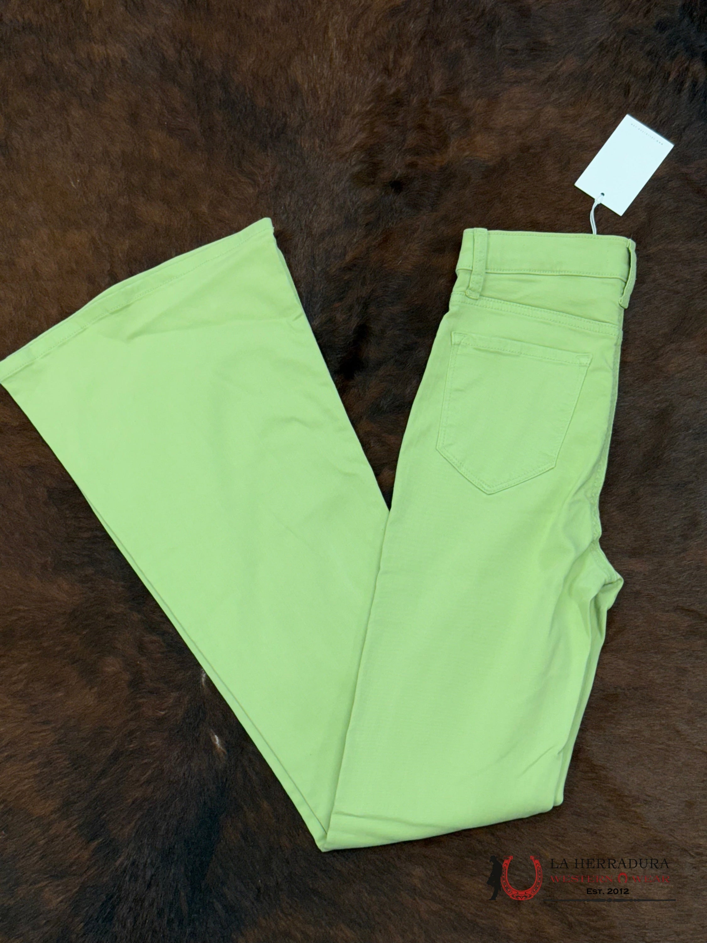 CELLO LIME GREEN BLUE HIGH RISE FLARE JEAN ROCK&ROLL JEANS WOMEN