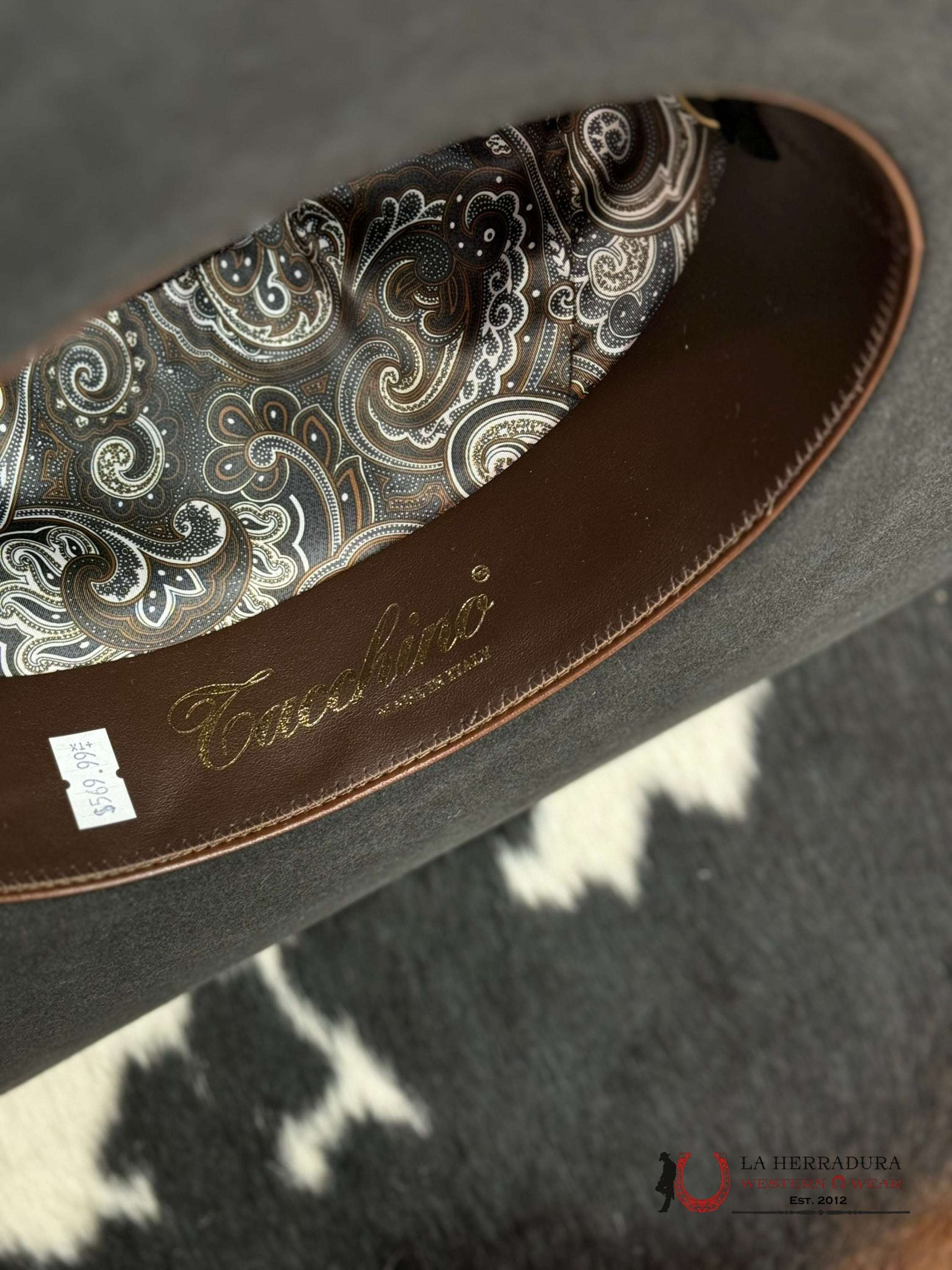 Mens Tacchino Open Crown Felt Hat Charcoal 30X Tejana