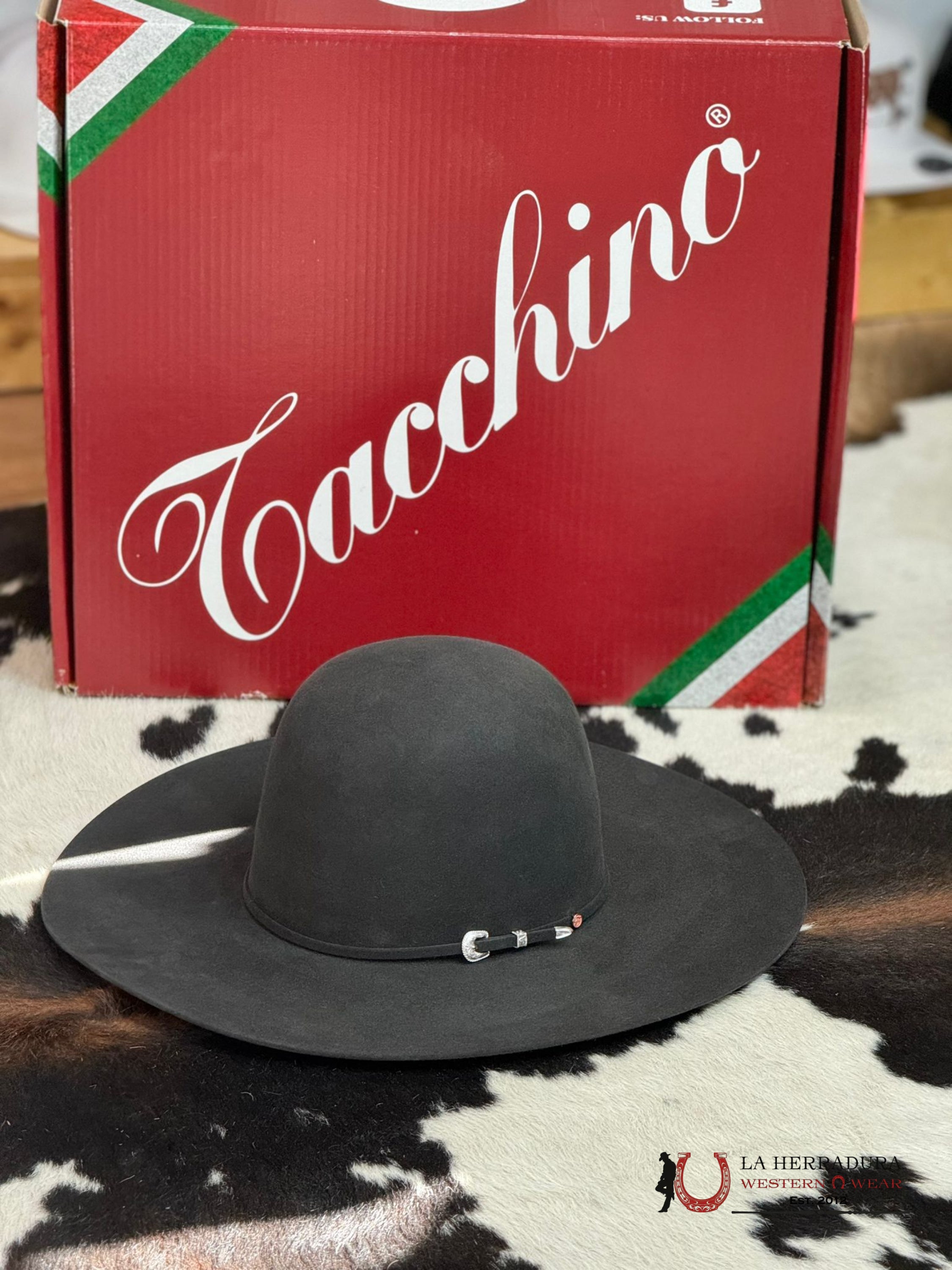 Mens Tacchino Open Crown Felt Hat Charcoal 30X Tejana