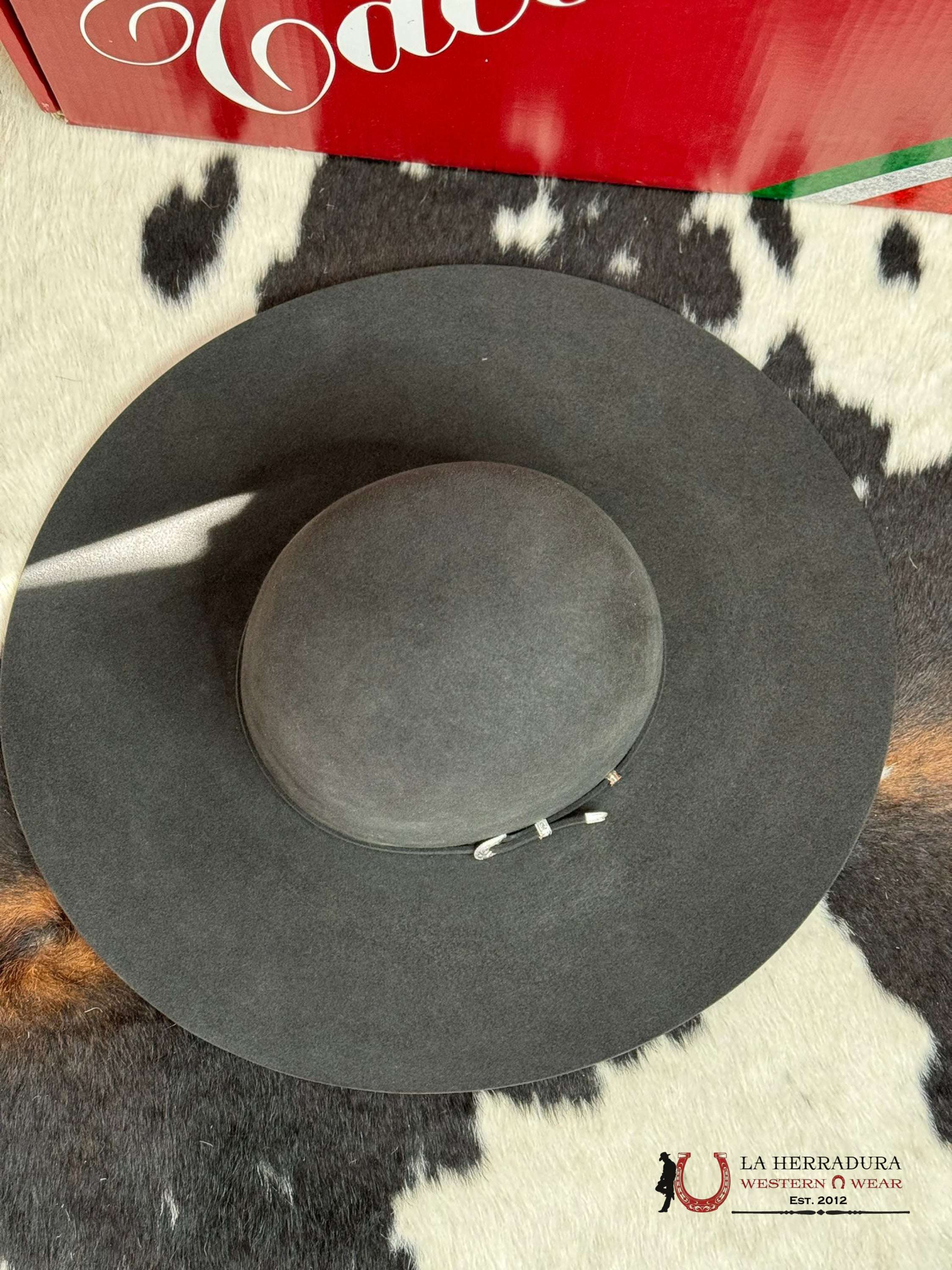 Mens Tacchino Open Crown Felt Hat Charcoal 30X Tejana