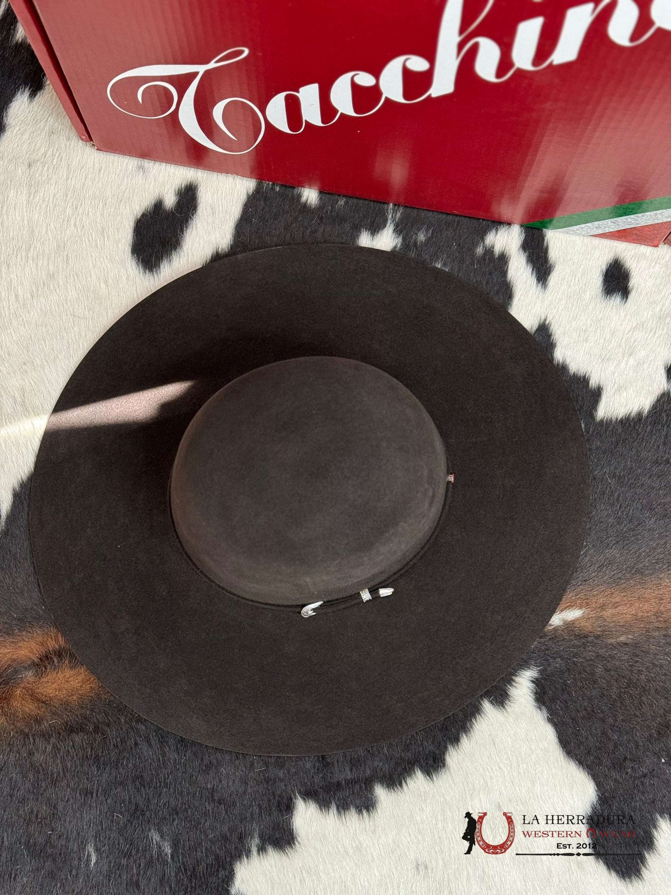 Mens Tacchino Open Crown Felt Hat Brown 10X Tejana