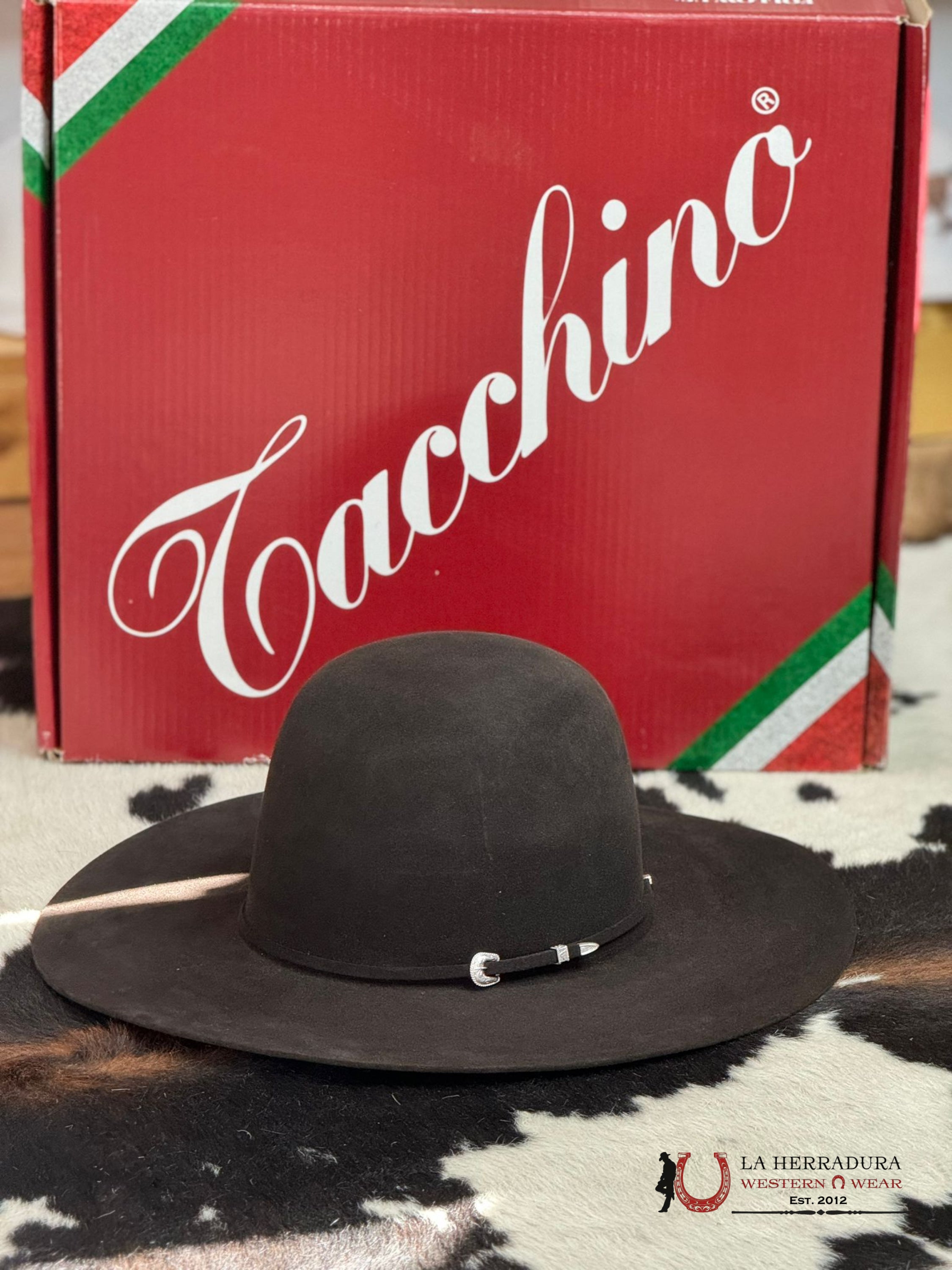 Mens Tacchino Open Crown Felt Hat Brown 10X Tejana