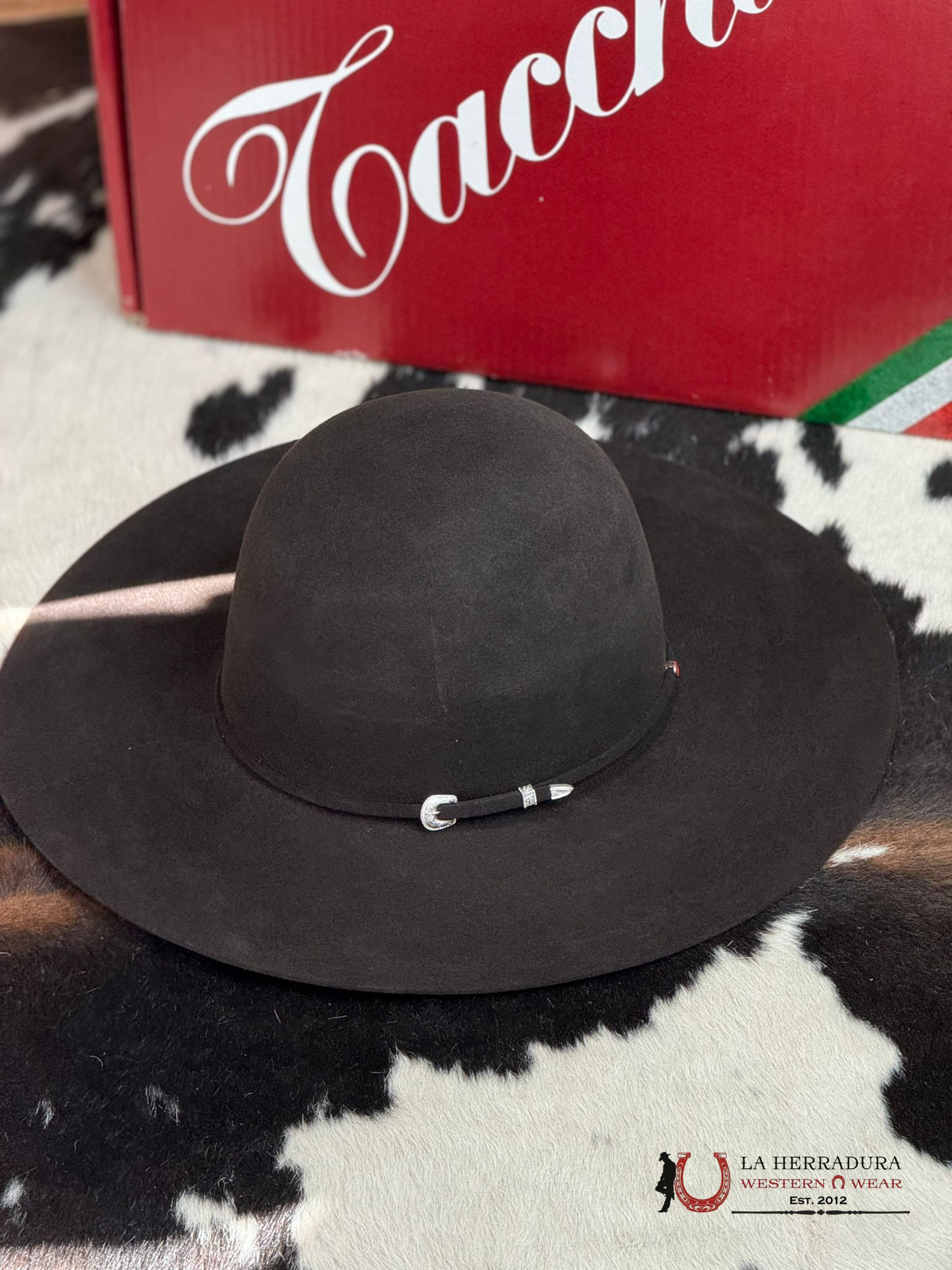 Mens Tacchino Open Crown Felt Hat Brown 10X Tejana