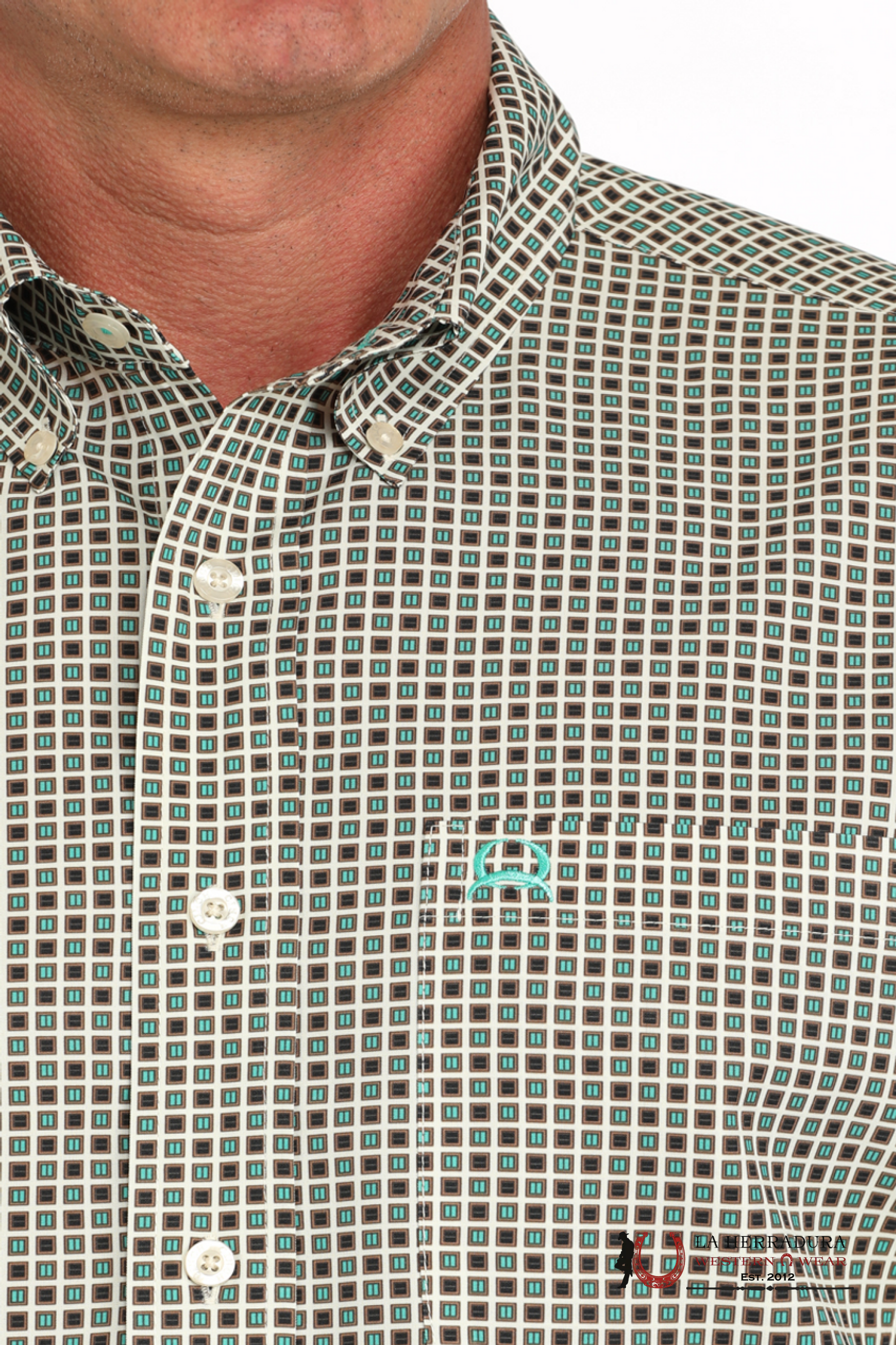 CINCH ARENAFLEX CREAM GEO PRINT - MENS SHORT SLEEVE SHIRT - 4148 ROPA HOMBRES