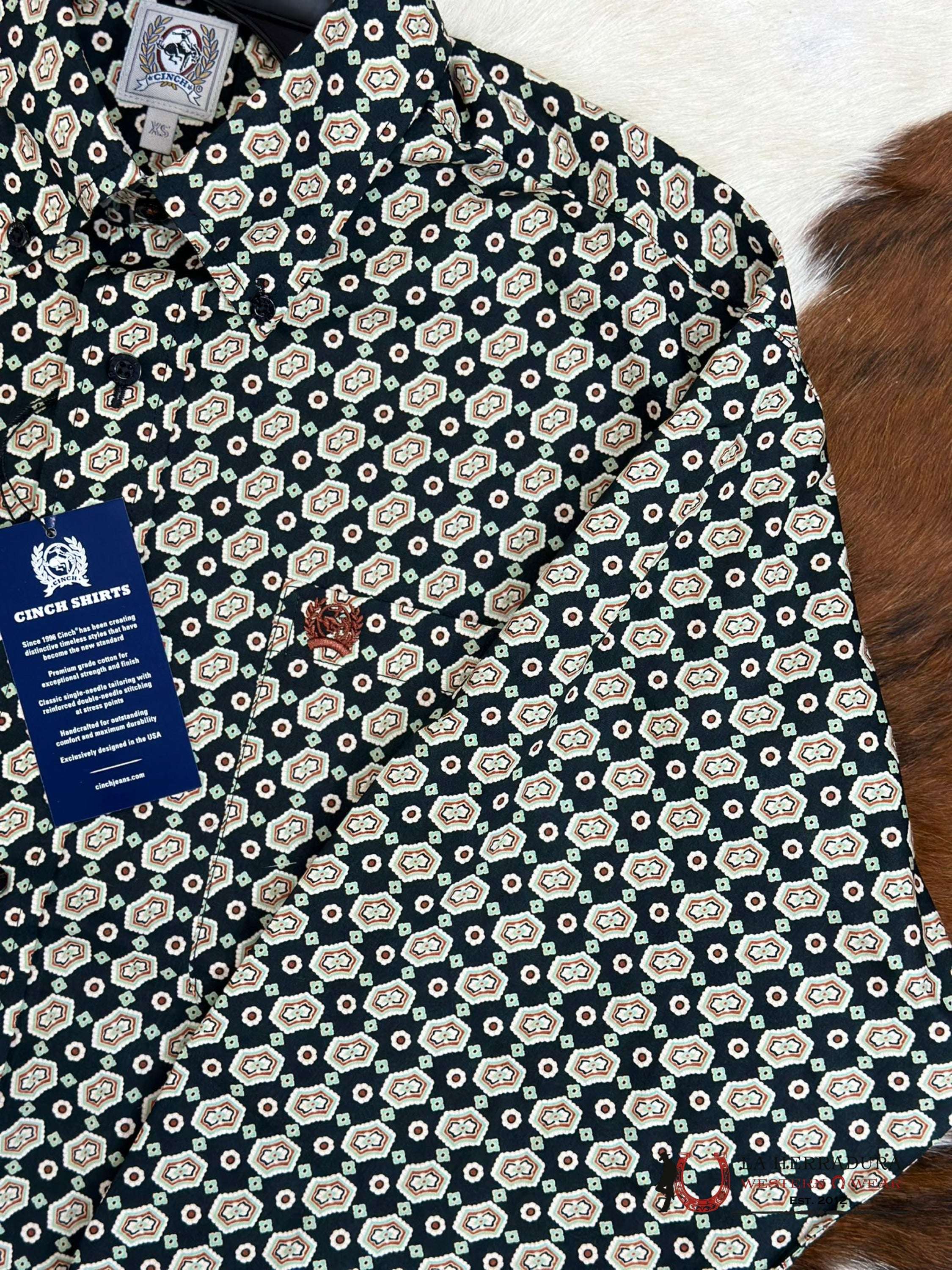 Cinch Black Patterned Long Sleeve Button Up Ropa Hombres