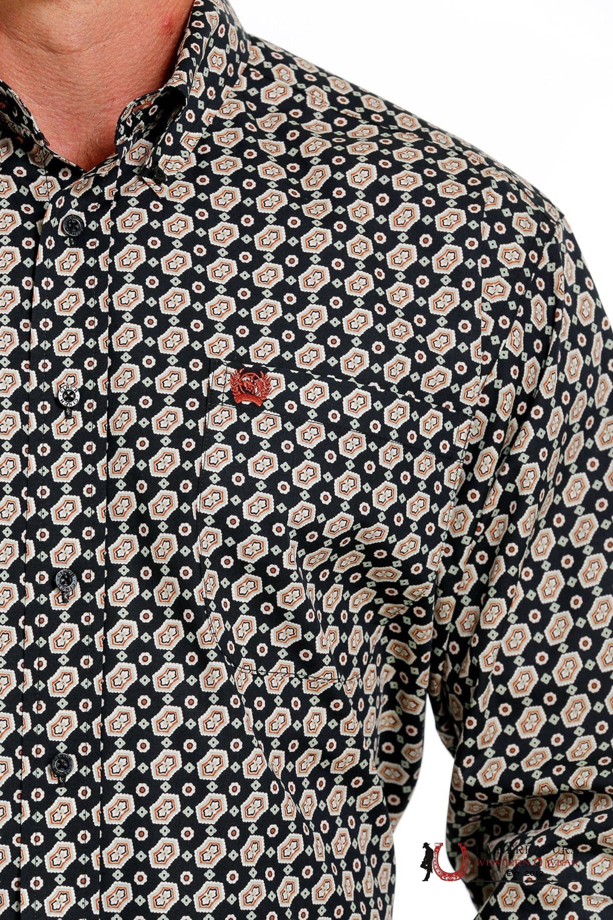 Cinch Black Patterned Long Sleeve Button Up MTW1105613 ROPA HOMBRES