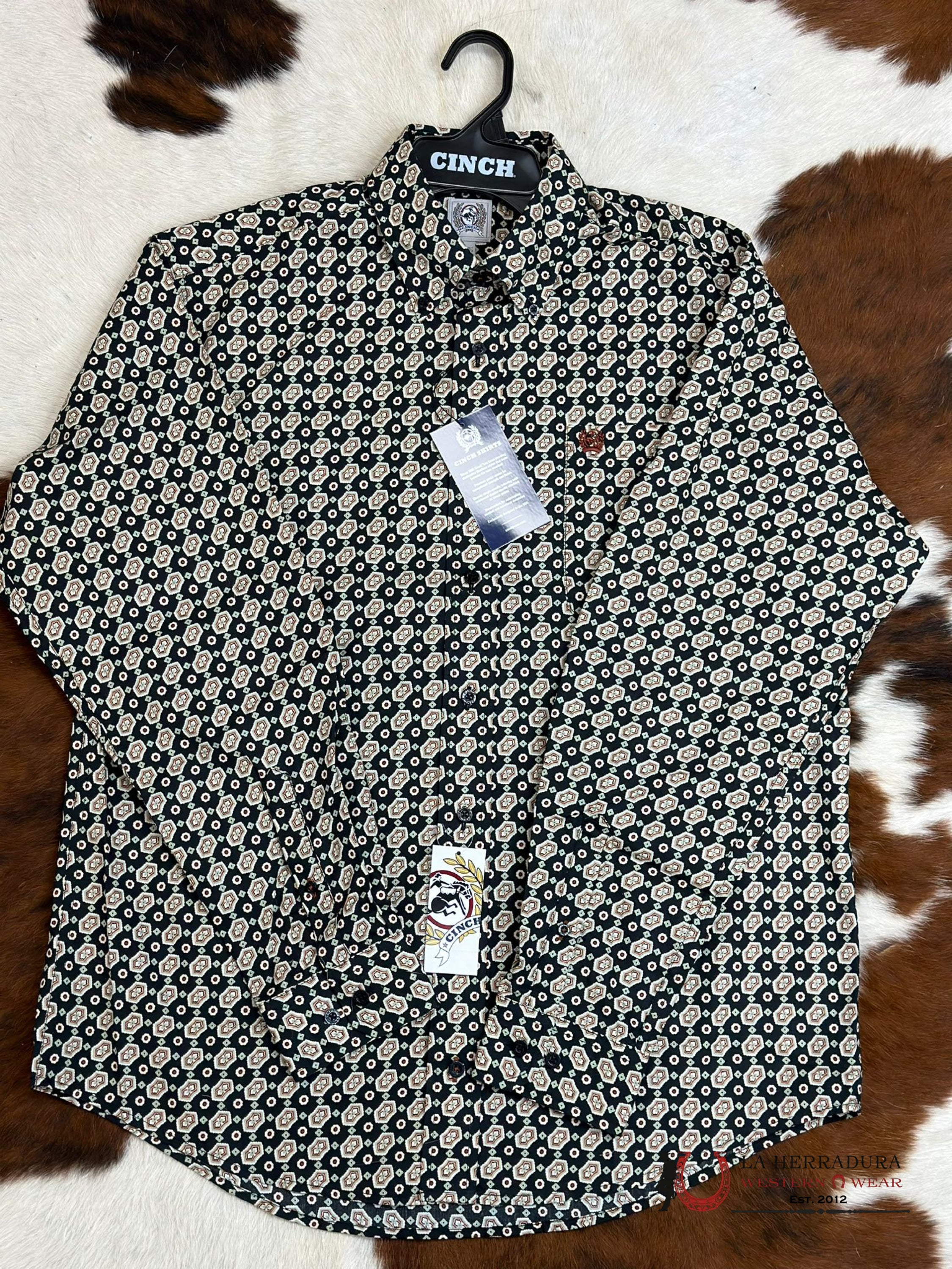 Cinch Black Patterned Long Sleeve Button Up Ropa Hombres