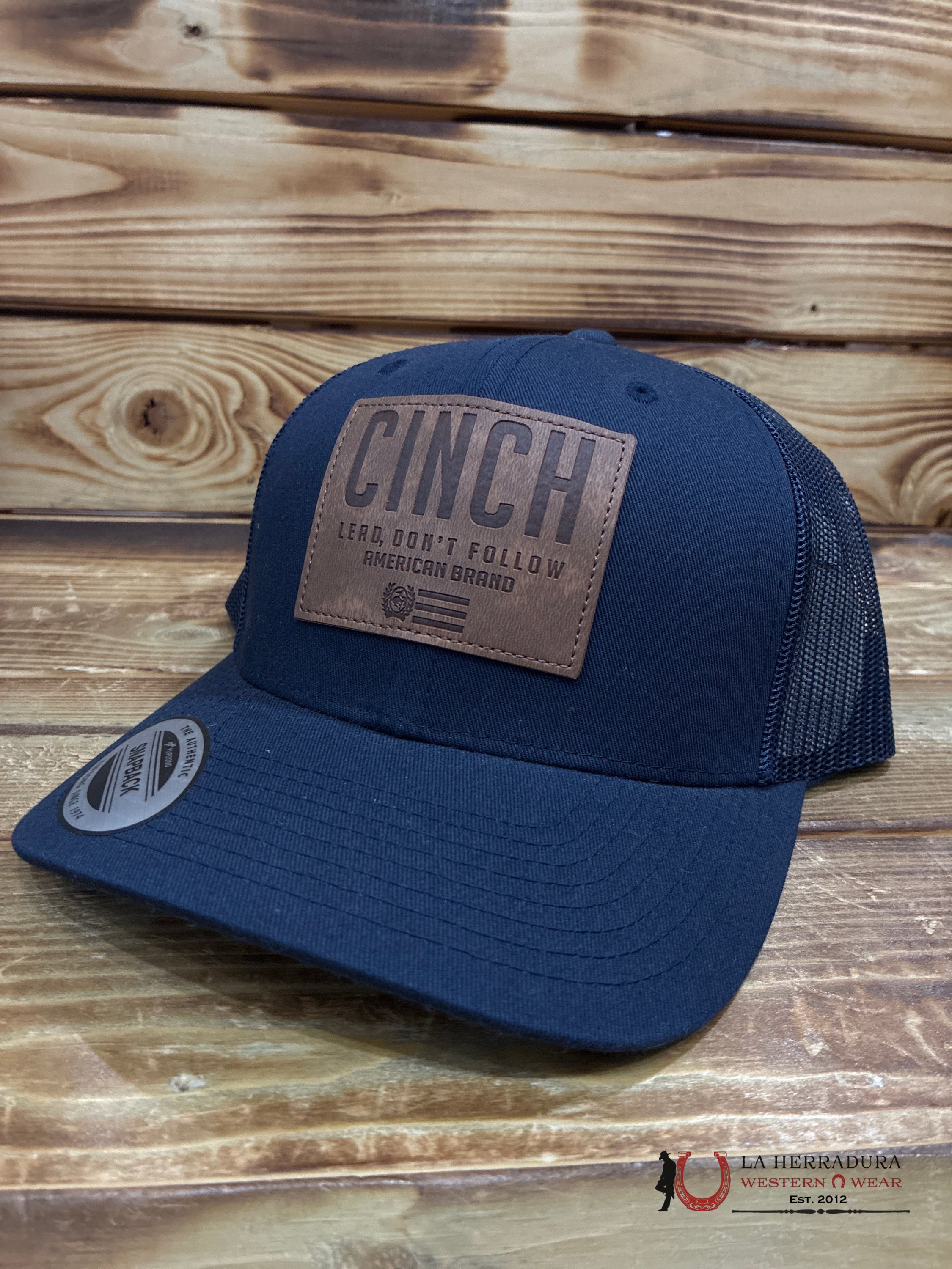 CINCH BLUE LEATHER CAP