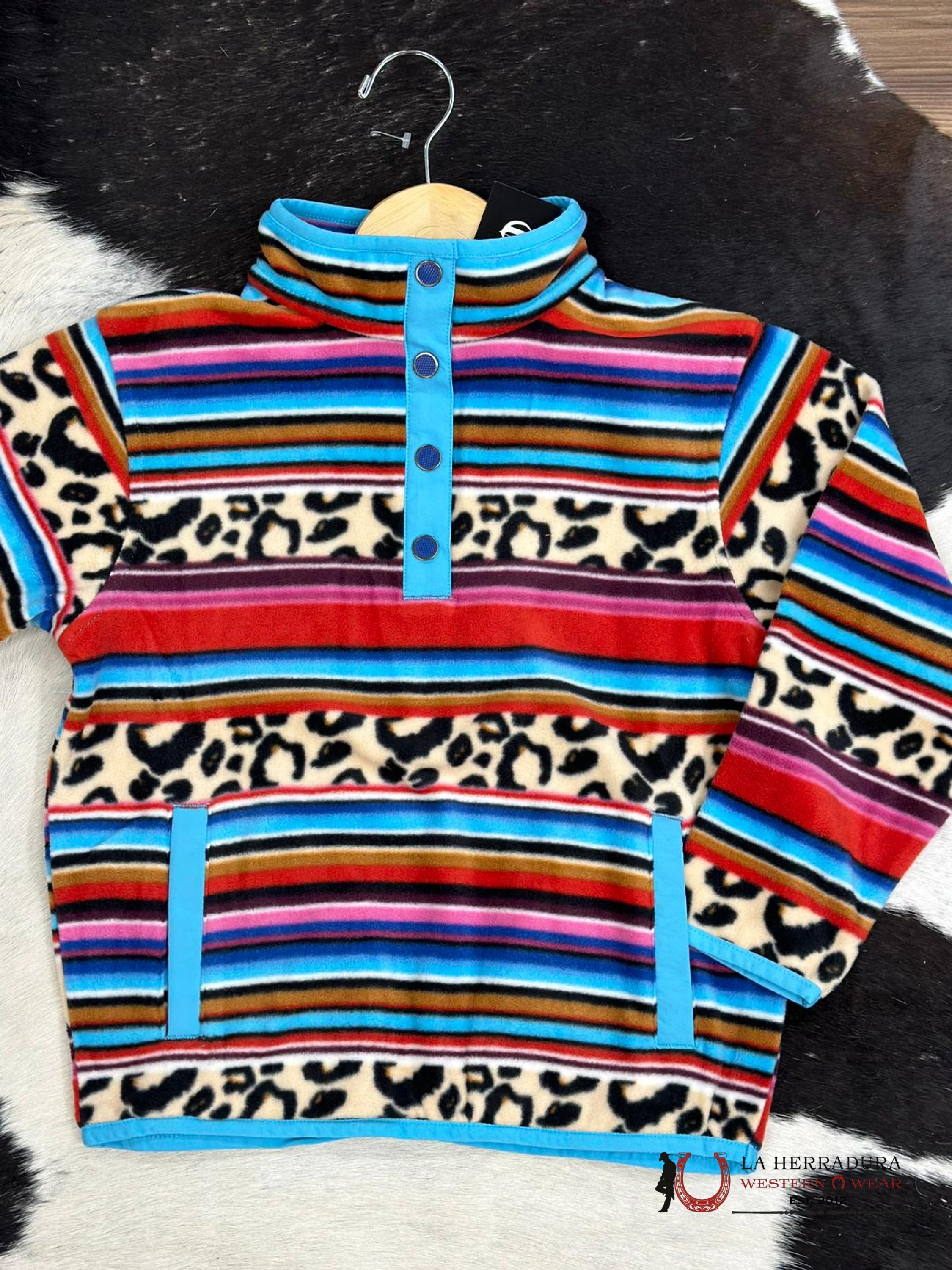 Cinch Girls Pink Cheetah Stripe Pullover Niños