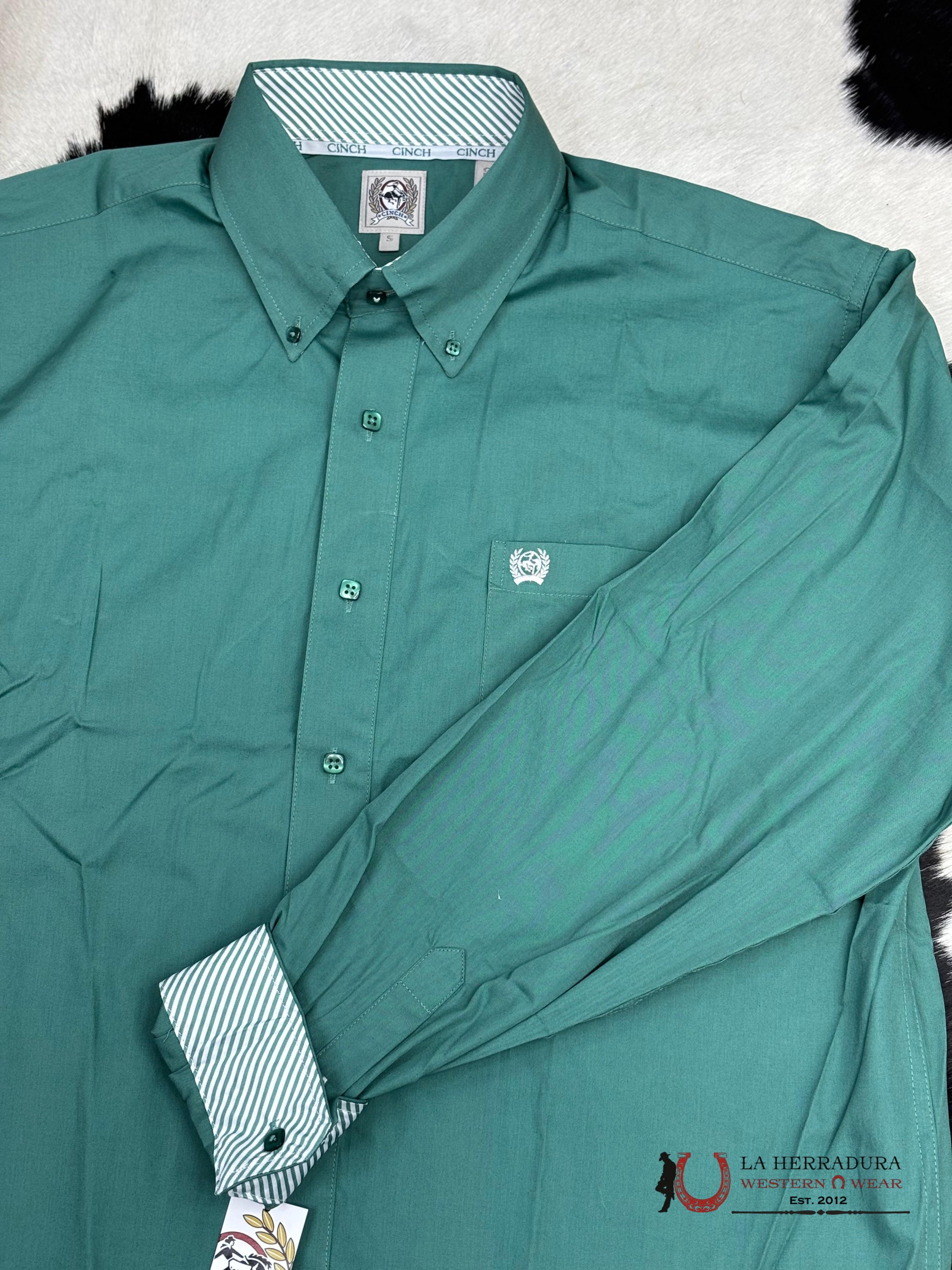 Cinch Green Button Down Long Sleeve Shirt Ropa Hombres
