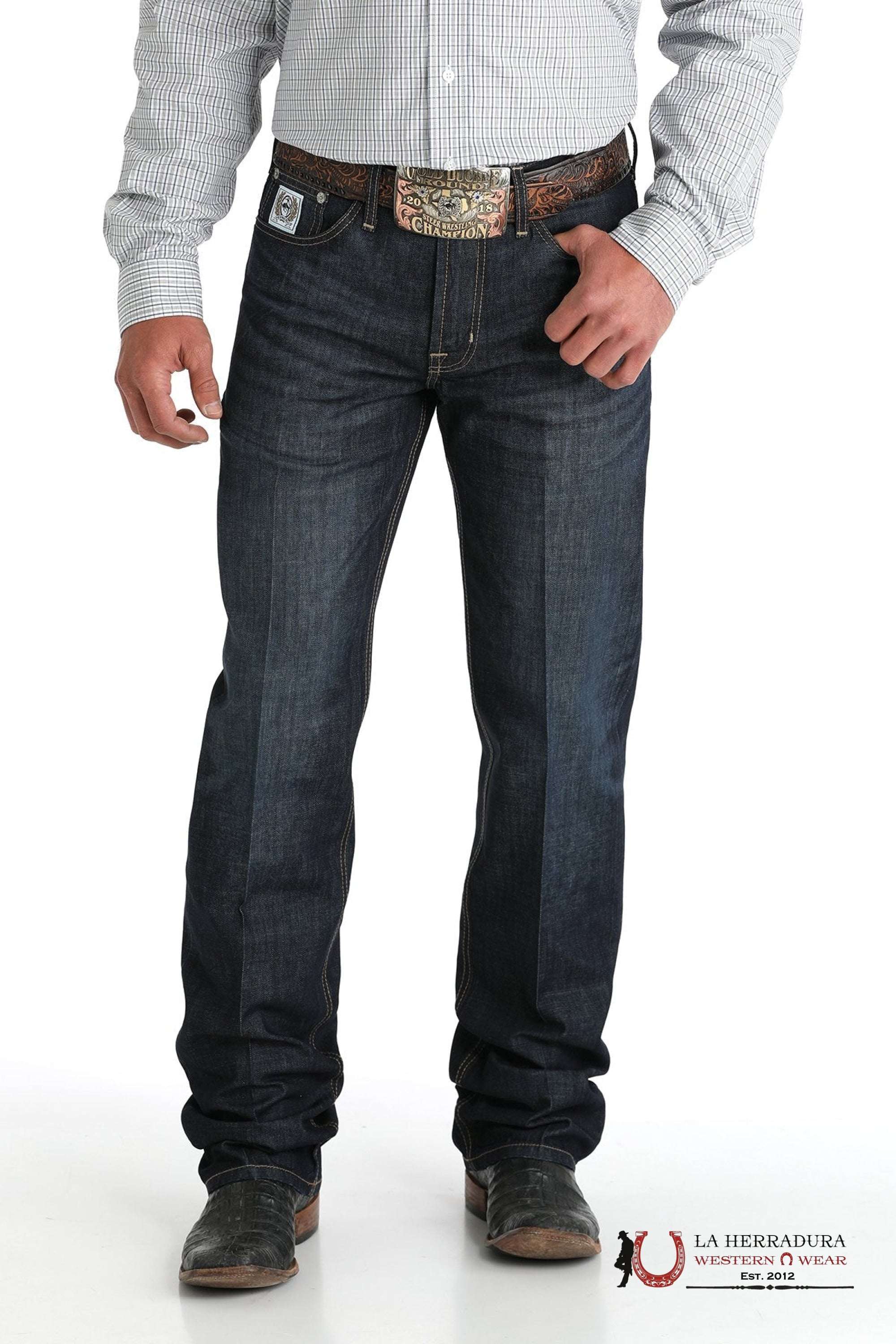 CINCH JEAN WHITE LABEL DARK WASH INDIGO RELAXED STRAIGHT LEG 4057 ROPA HOMBRES