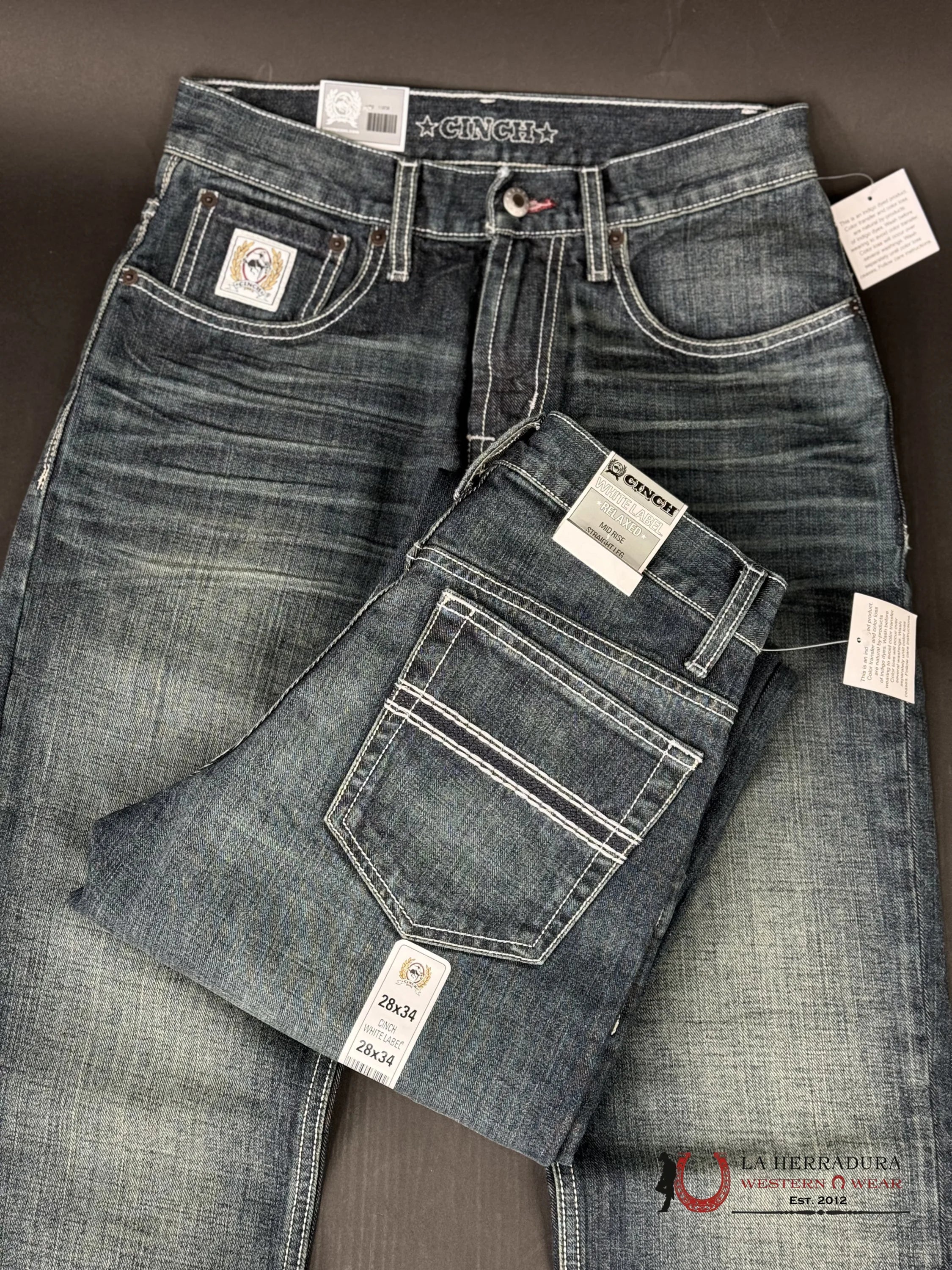 Cinch Jean White Label Relaxed Mid Rise Straight Leg Dark Stone Ropa Hombres