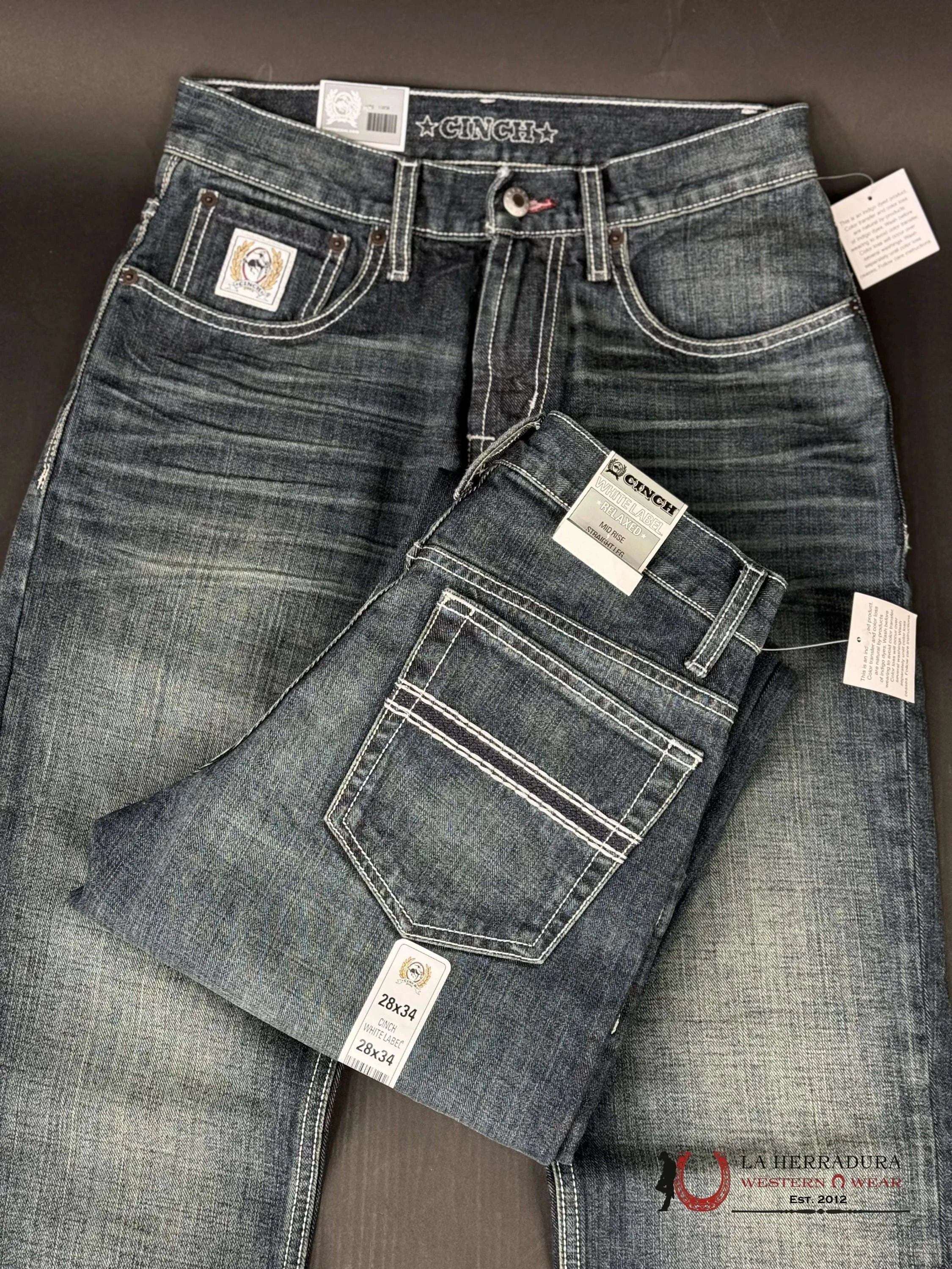 Cinch Jean White Label Relaxed Mid Rise Straight Leg Dark Stone Ropa Hombres