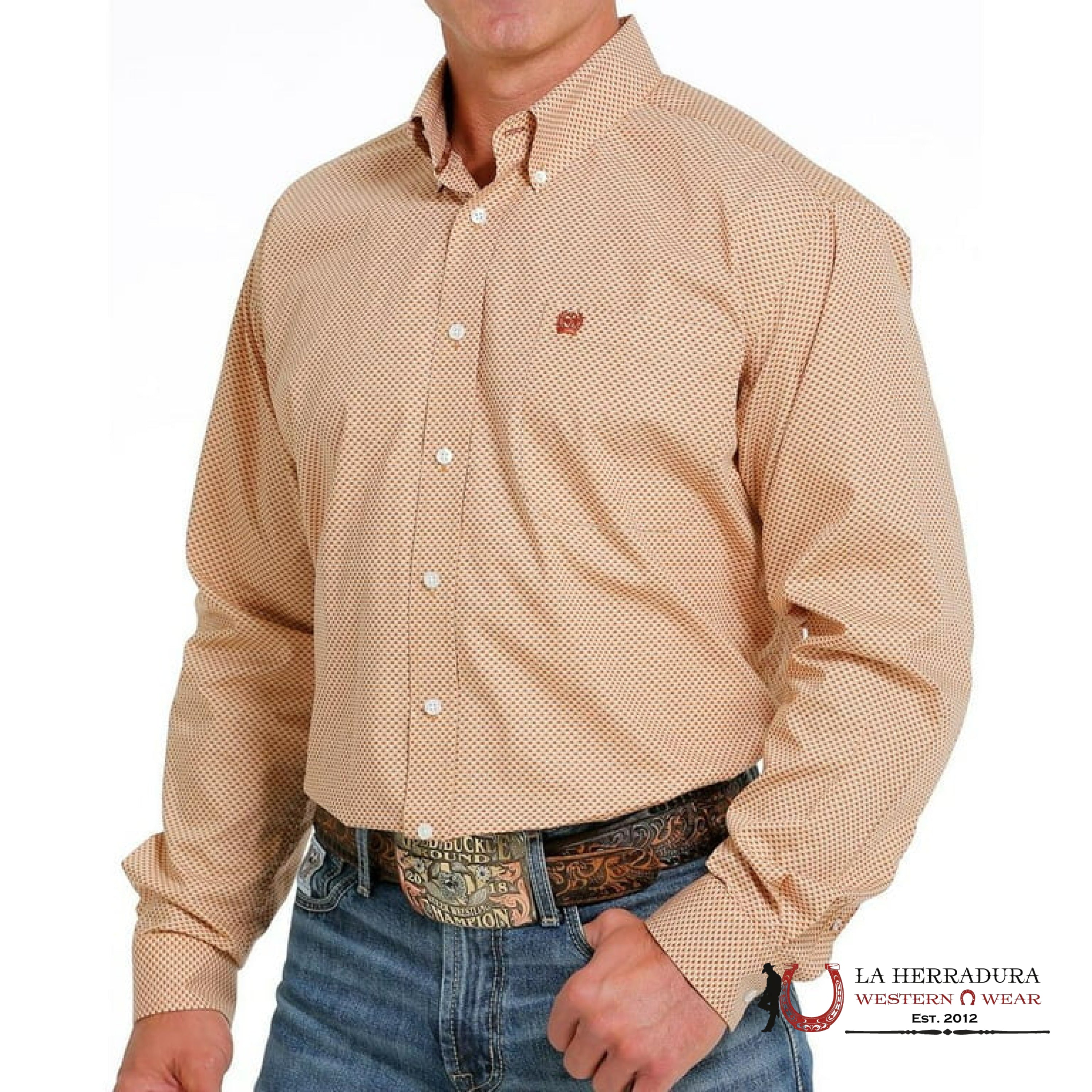 Cinch Light Orange Long Sleeve Button Up MTW1105614 ROPA HOMBRES